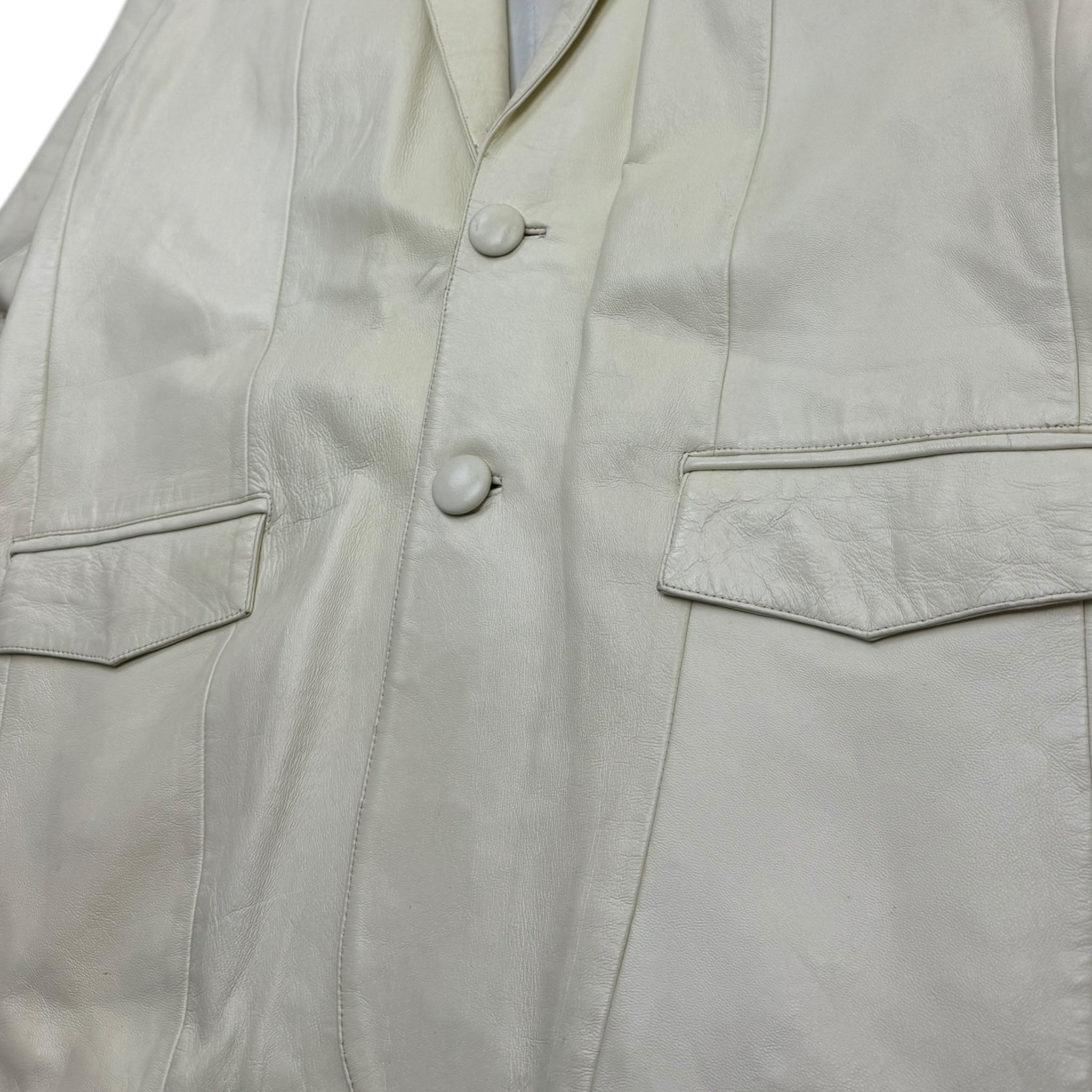 Vintage Concept Leather Trench Coat Off White