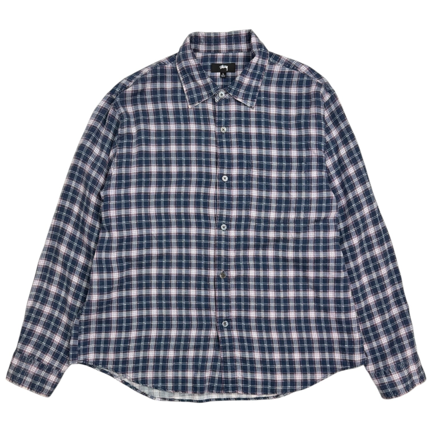 Stussy Matthew Printed Plaid Shirt Navy