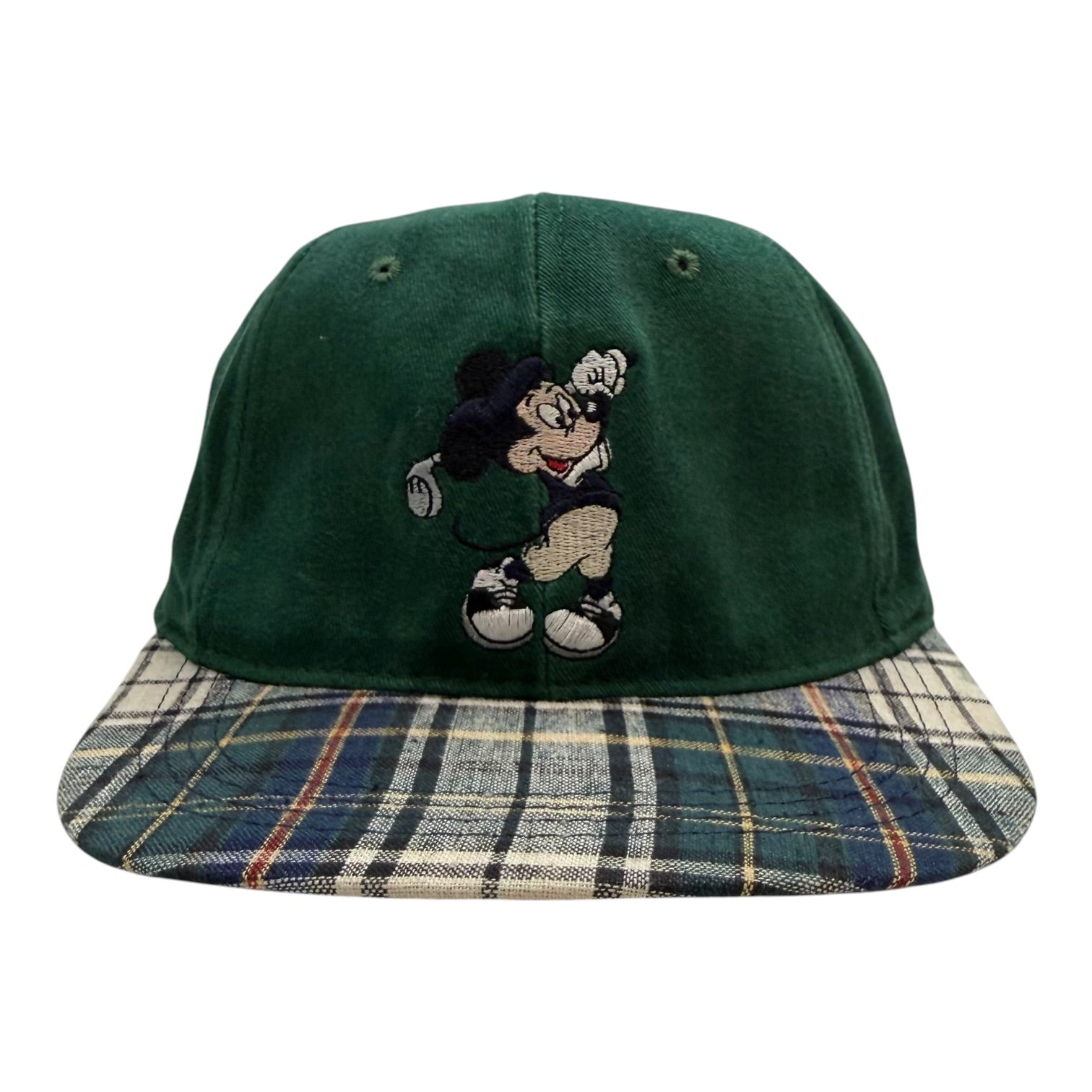 Vintage Disney Mickey Mouse Golf Tartan Strapback Hat