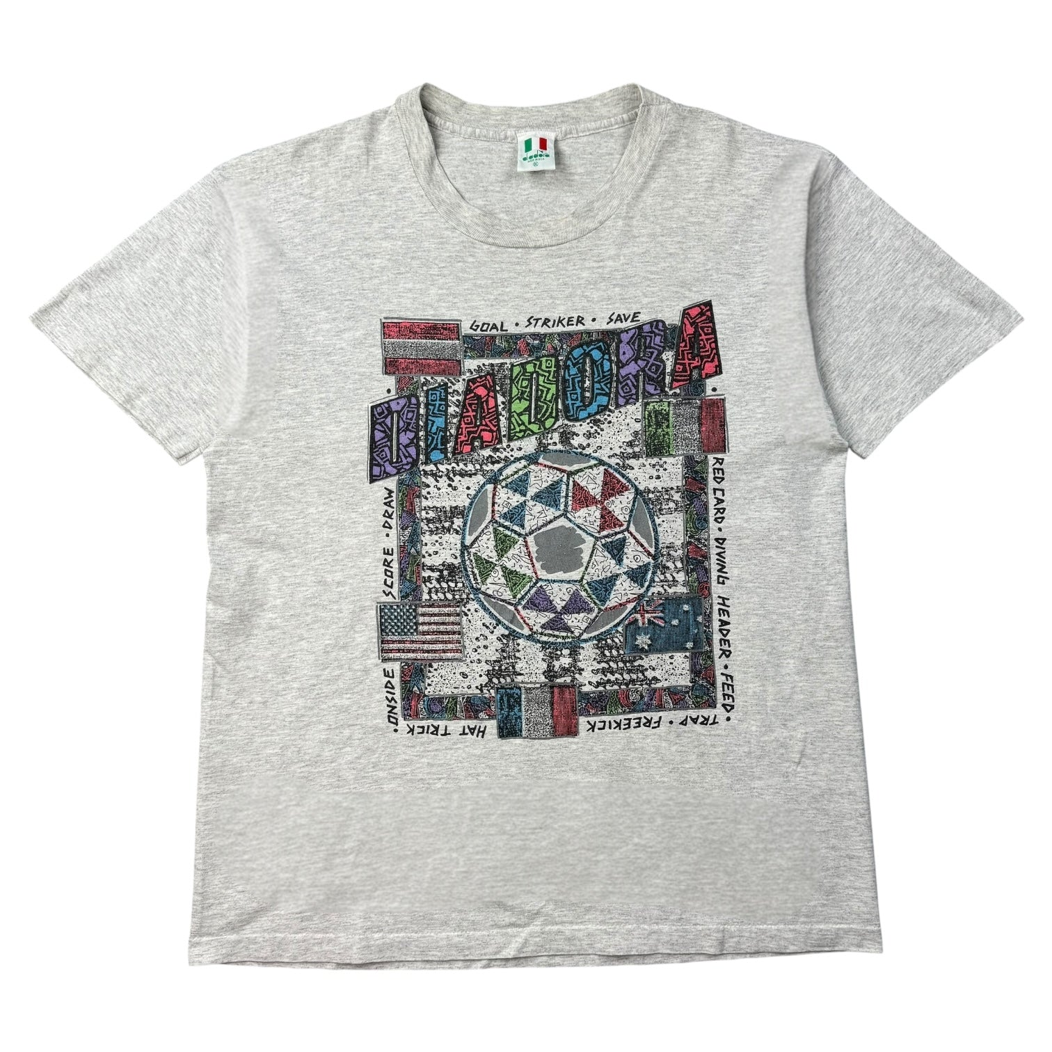 Vintage Diadora Soccer Tee Grey