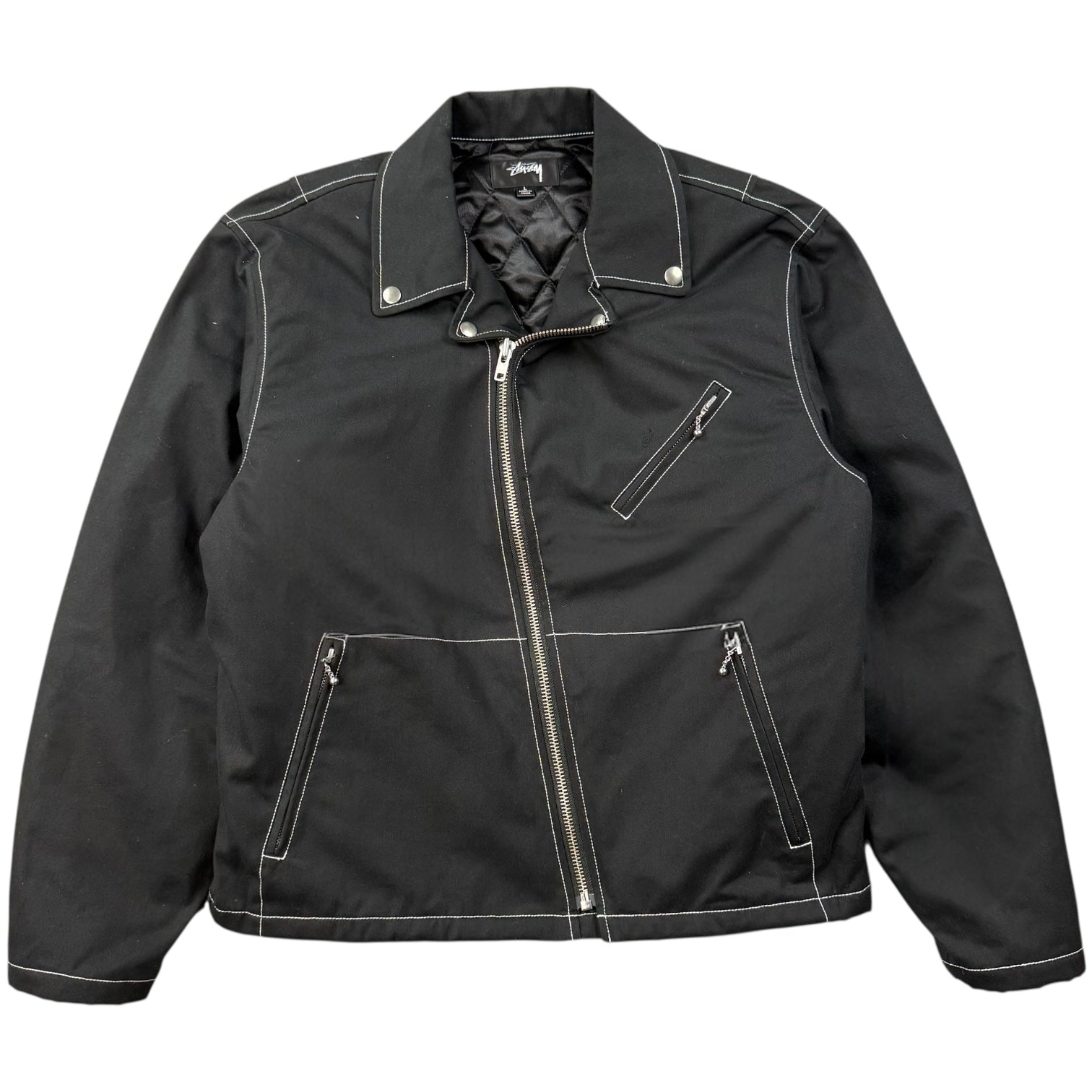 Stussy Twill Moto Zip Jacket Black