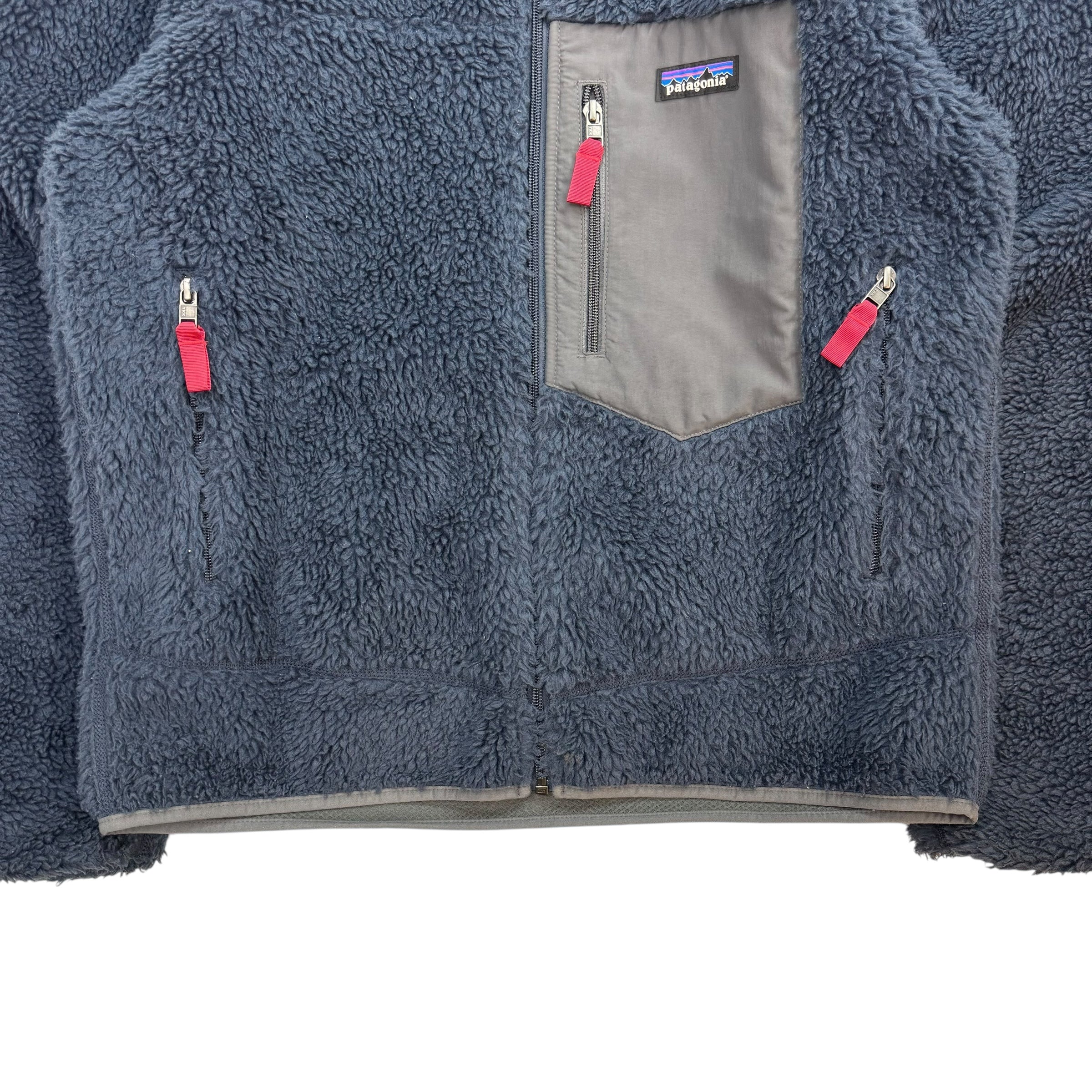 Vintage Patagonia Polar Fleece Zip Up Jacket Navy Blue Red