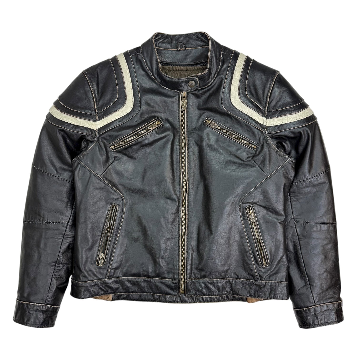 Vintage River Road Leather Jacket Black/Brown