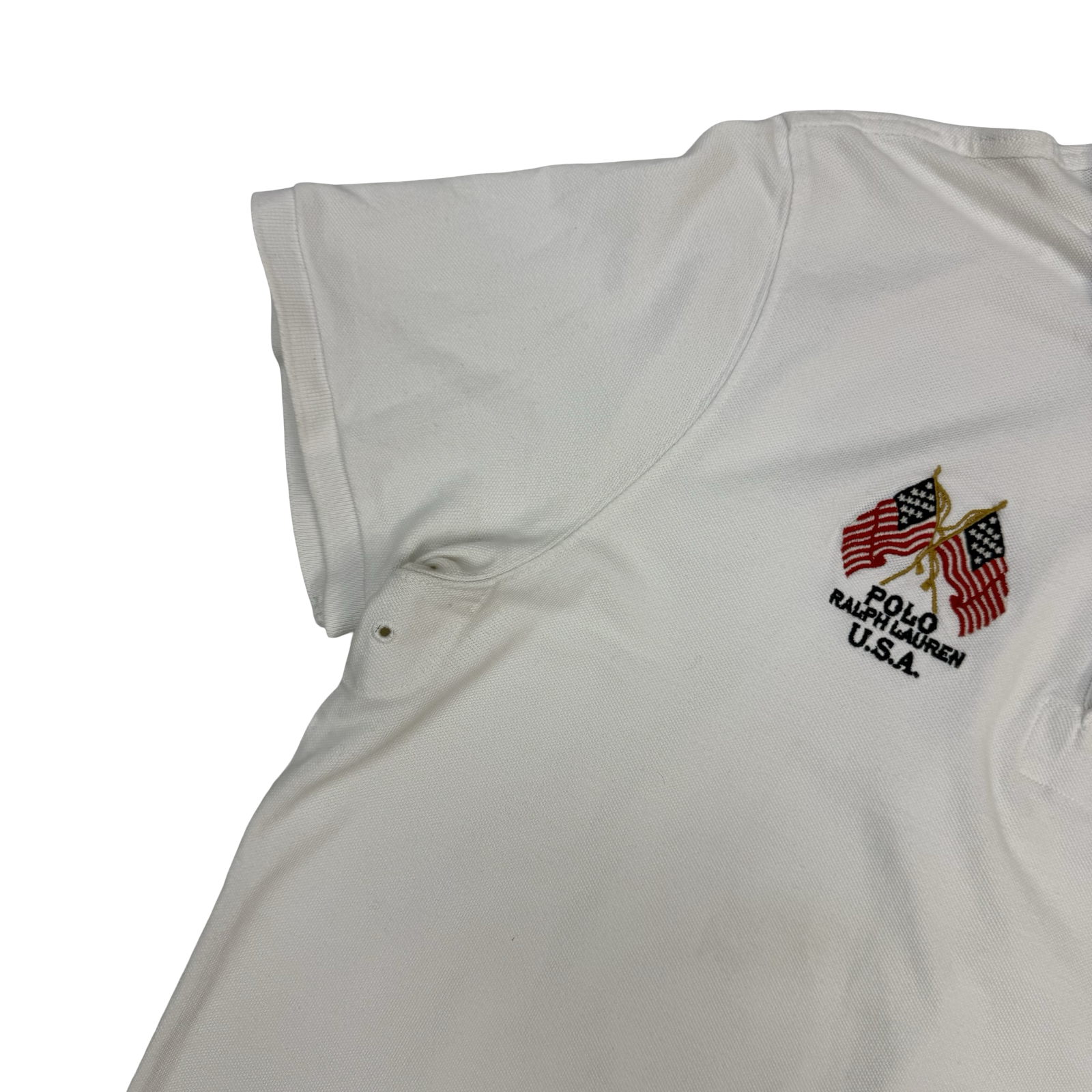 Vintage Polo Ralph Lauren USA Denim Collar Polo Shirt White