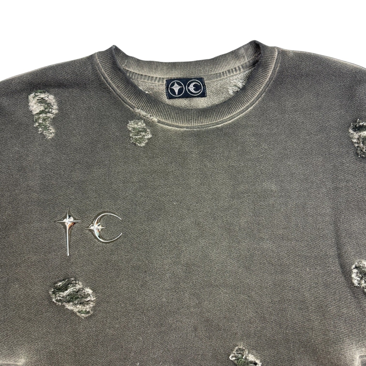 Thug Club War Victim Distressed Crewneck Khaki
