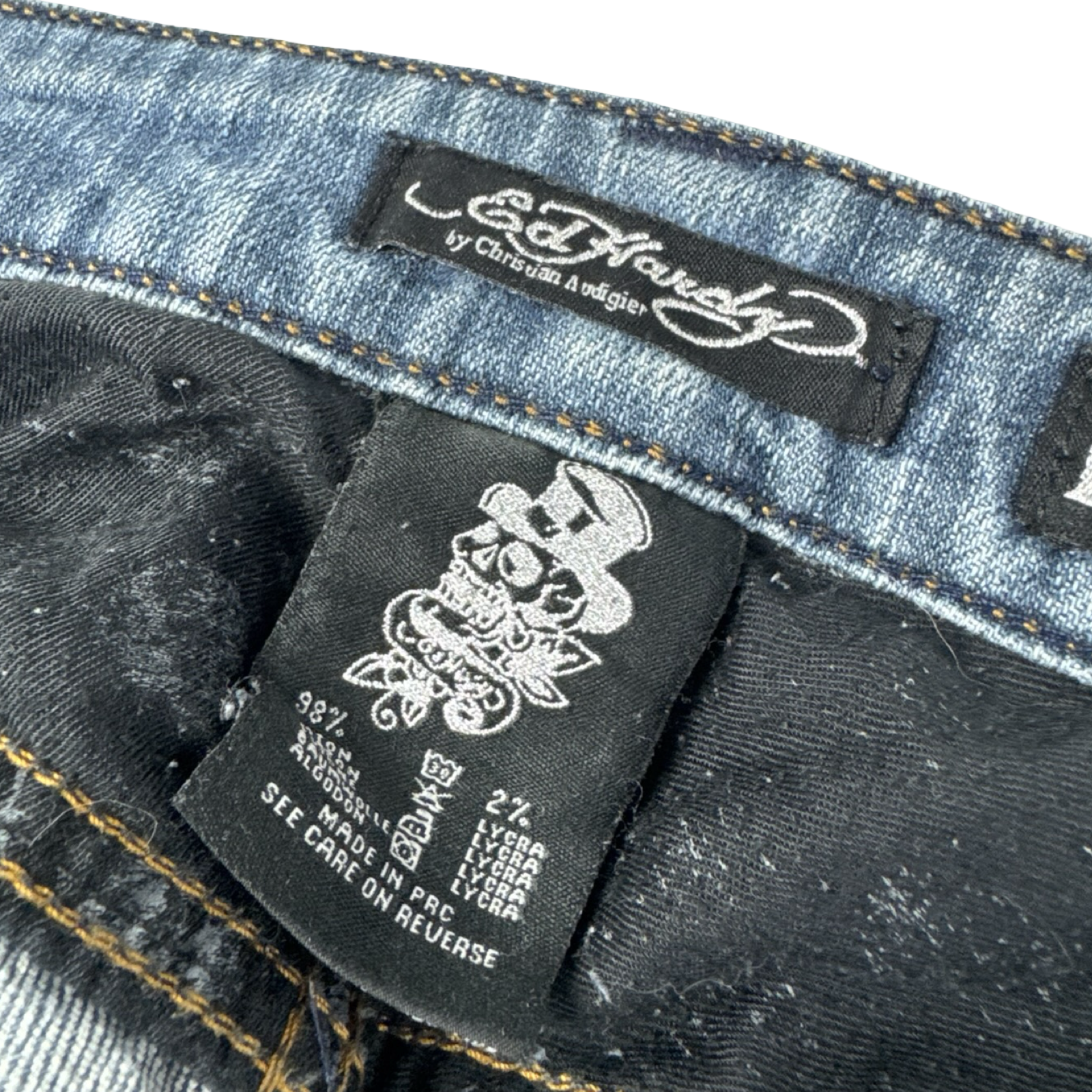 Vintage Ed Hardy Embellished Denim Bottoms Blue Wash
