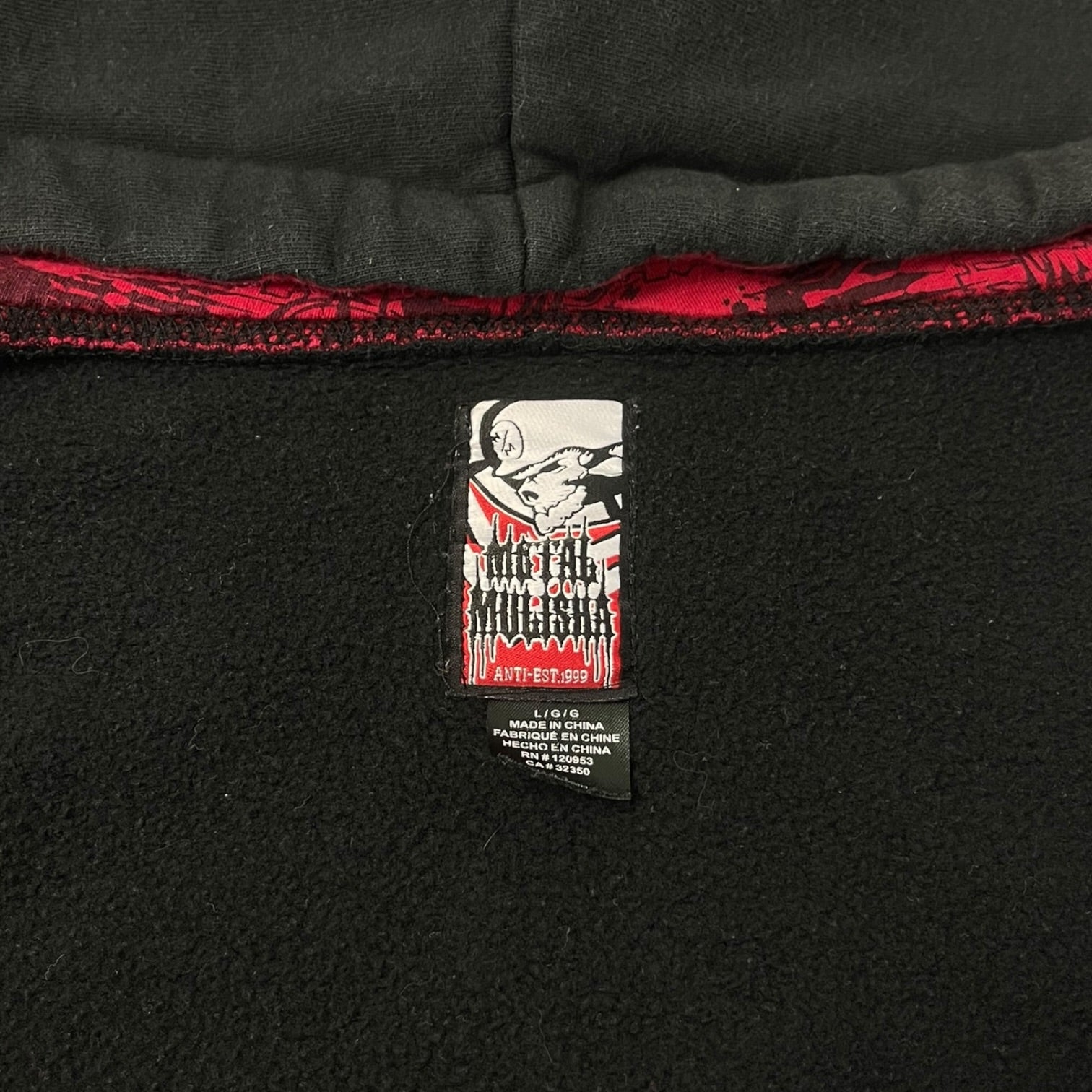 Y2K Metal Mulisha Vertical Spell Out Zip Up Hoodie Black