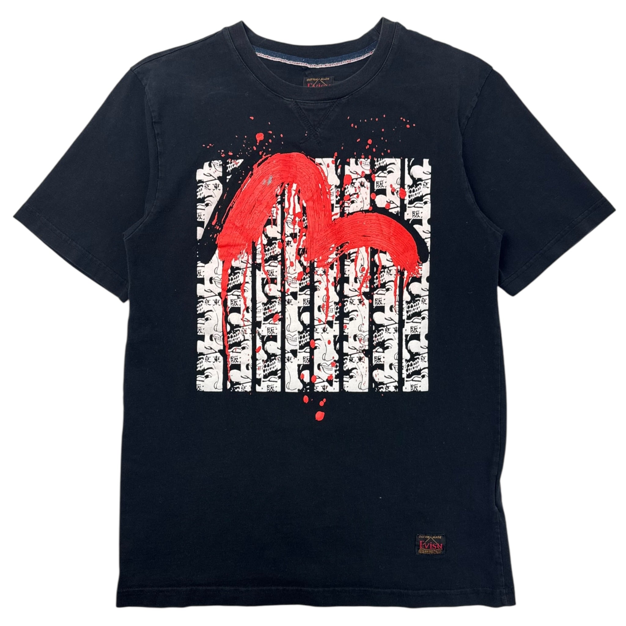 Vintage Y2K Evisu Seagull Logo T-Shirt Black