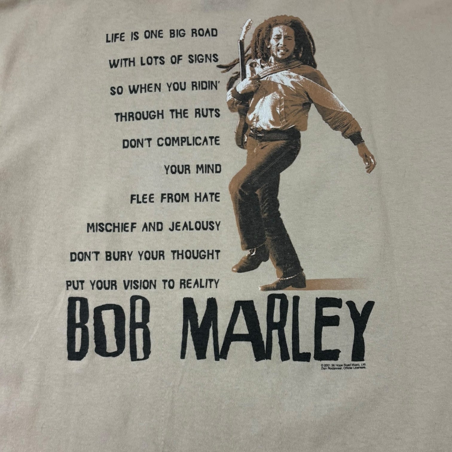 Vintage 2001 Bob Marley “Wake Up and Live” T-Shirt Tan