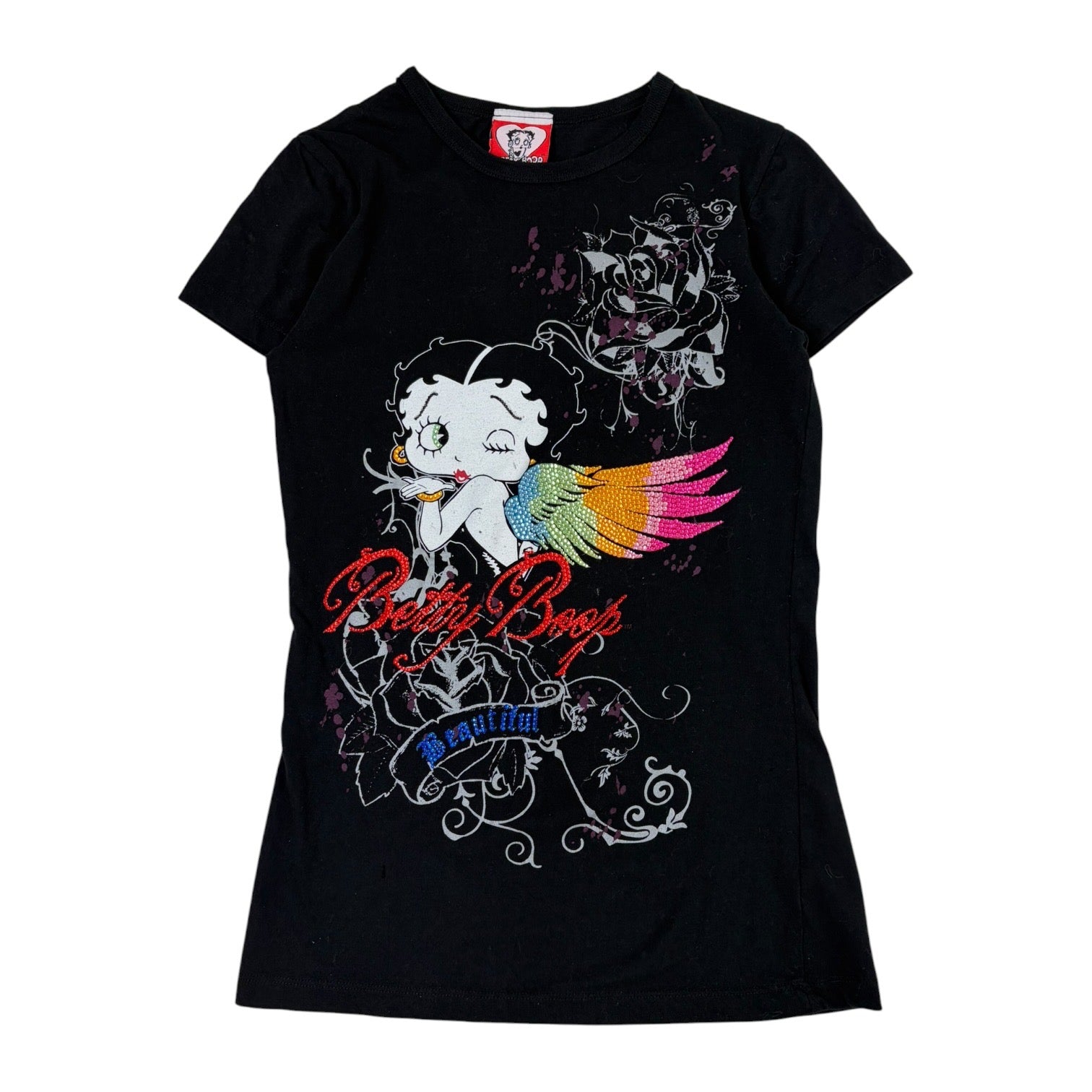 (W) Betty Boop Rhinestone Baby T-Shirt Black
