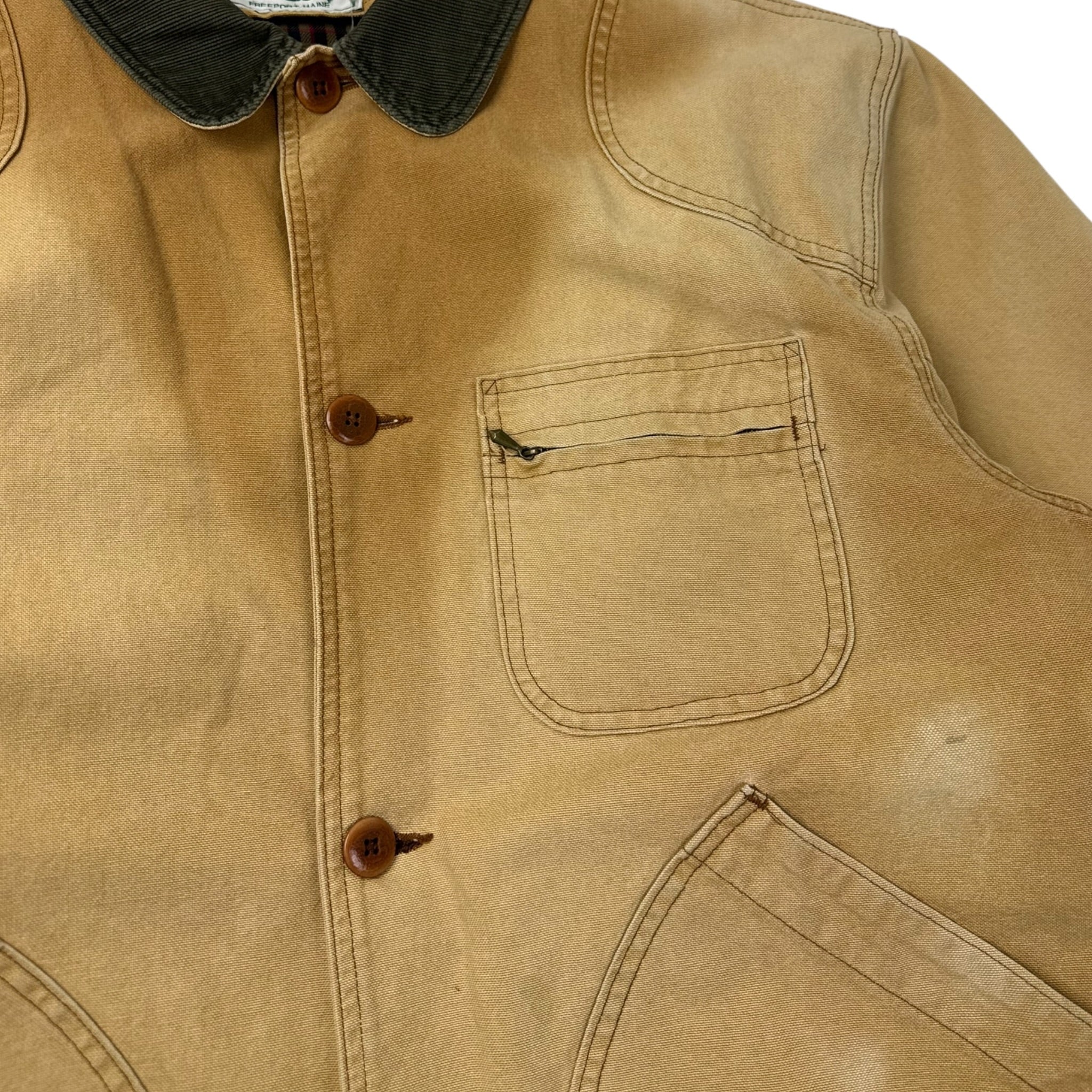 Vintage L.L. Bean Farm Coat Jacket Cream Faded Tan