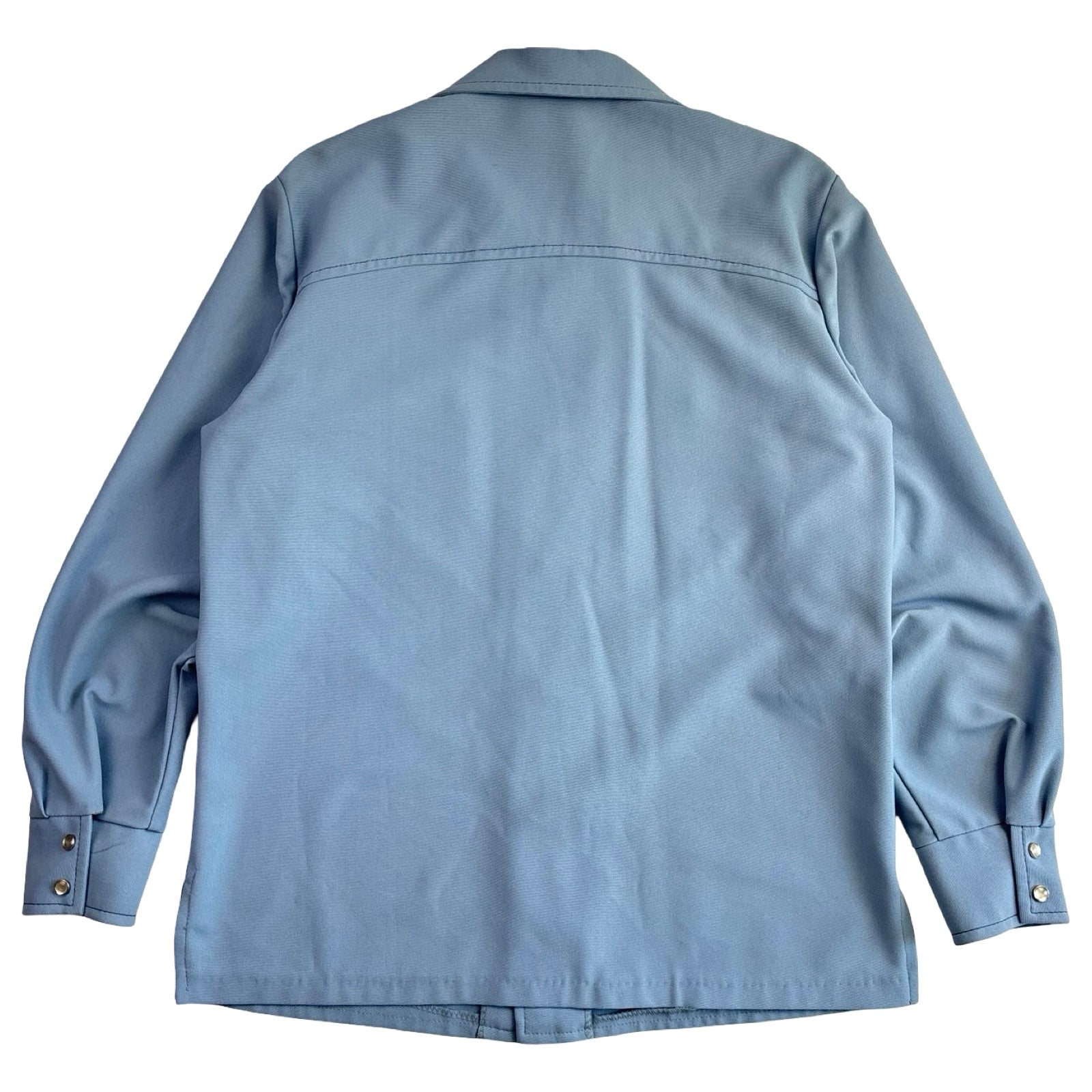 1970s Time Out West By Farah Western Pearl-Snap Baby Blue