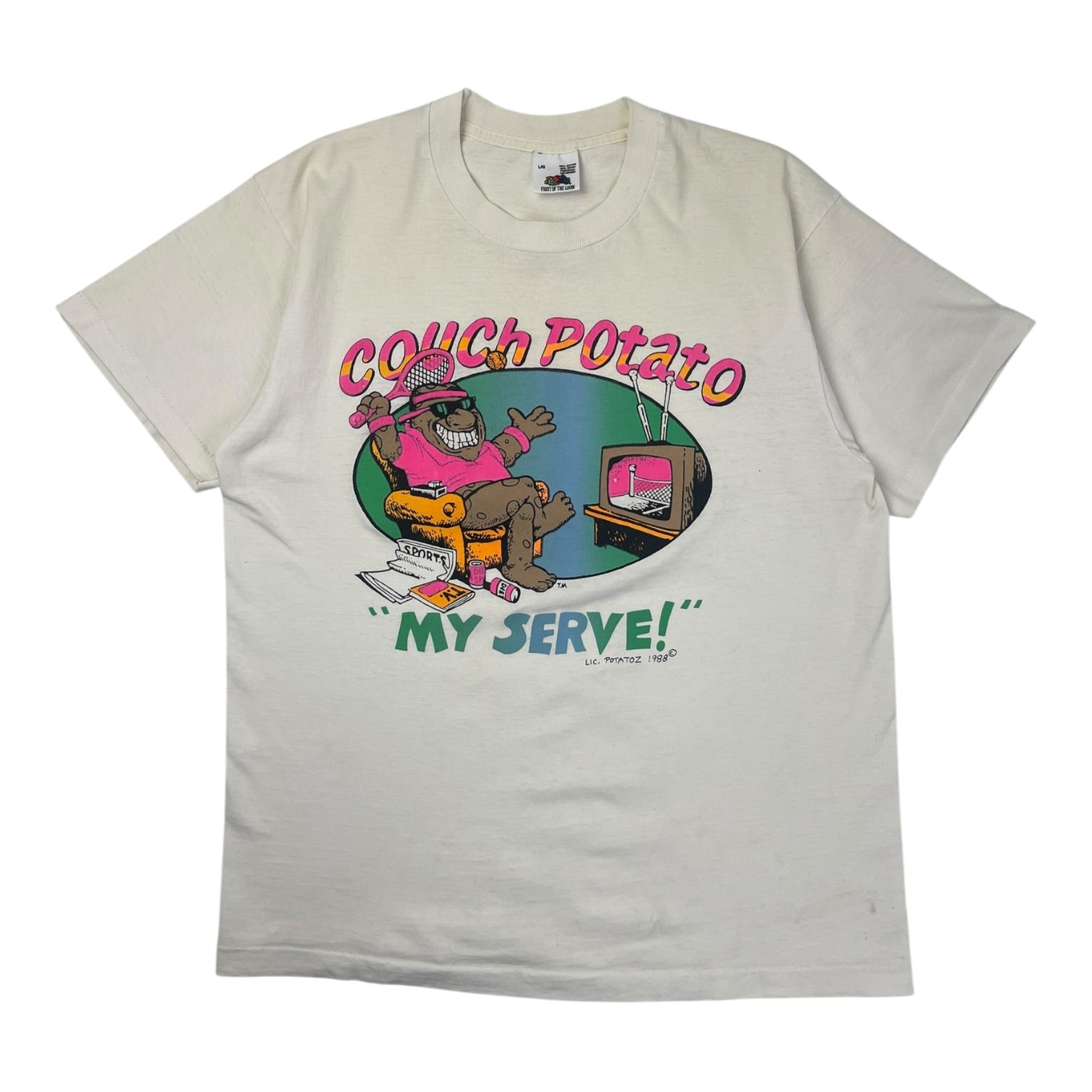 1988 Couch Potato 'My Serve!' T-Shirt White