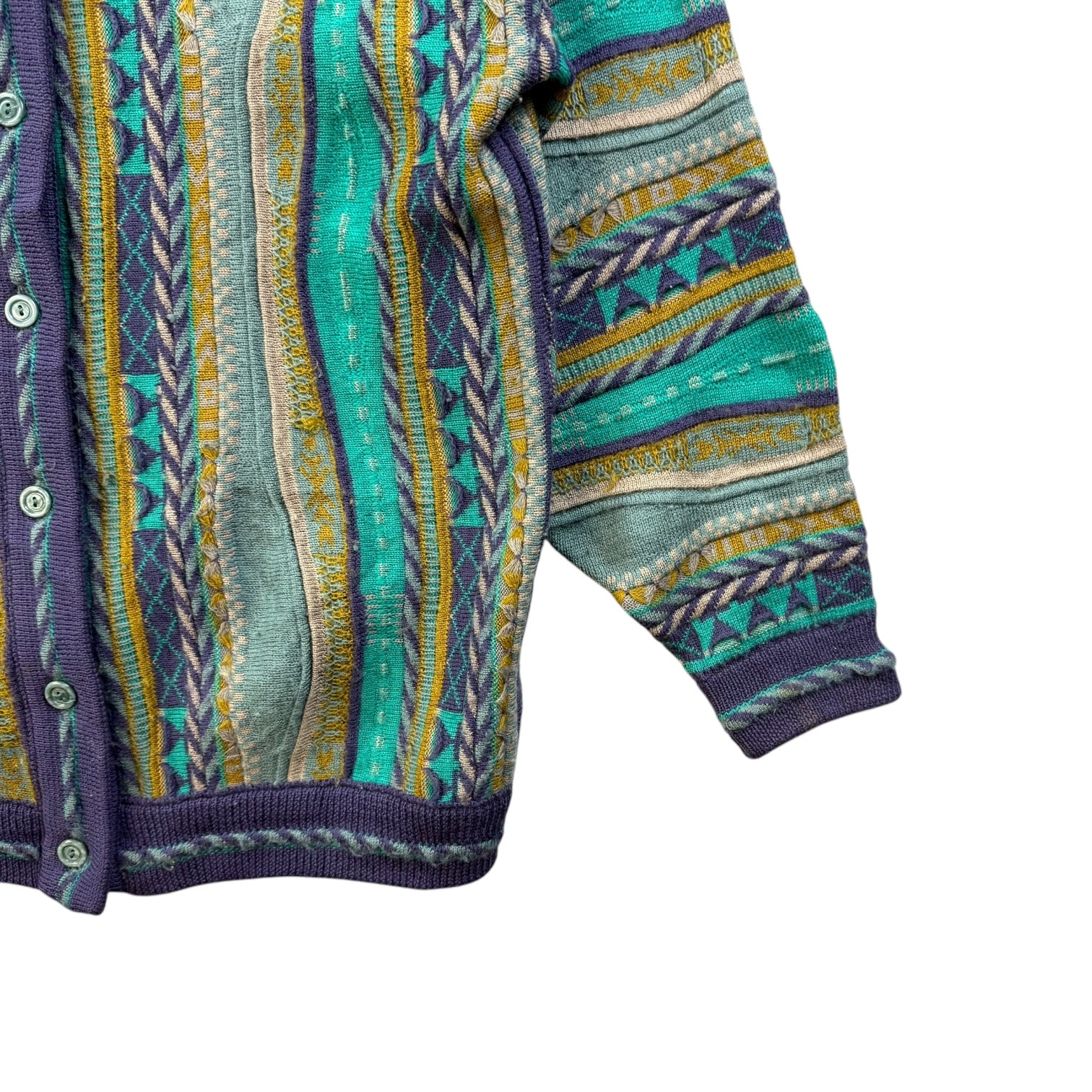 Vintage Mulga Classics Knit Cardigan Green/Purple