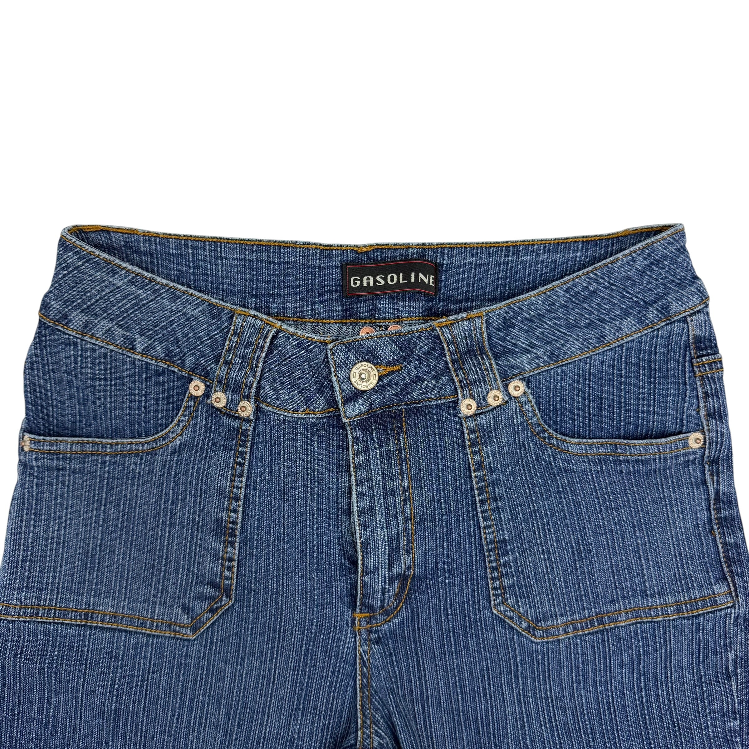 (W) Vintage Gasoline Medium Wash Utility Jeans Blue