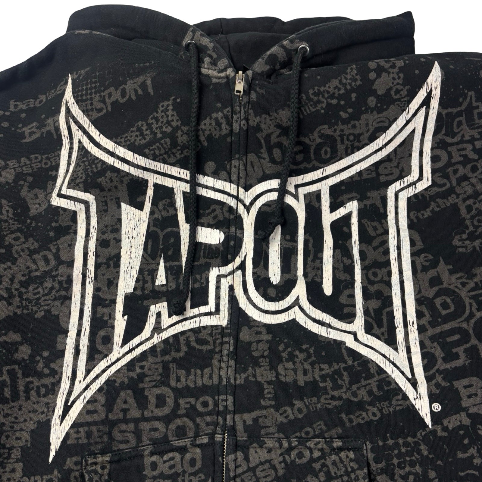 Vintage Tapout 'Bad For The Sport' Zip Up Hoodie Black