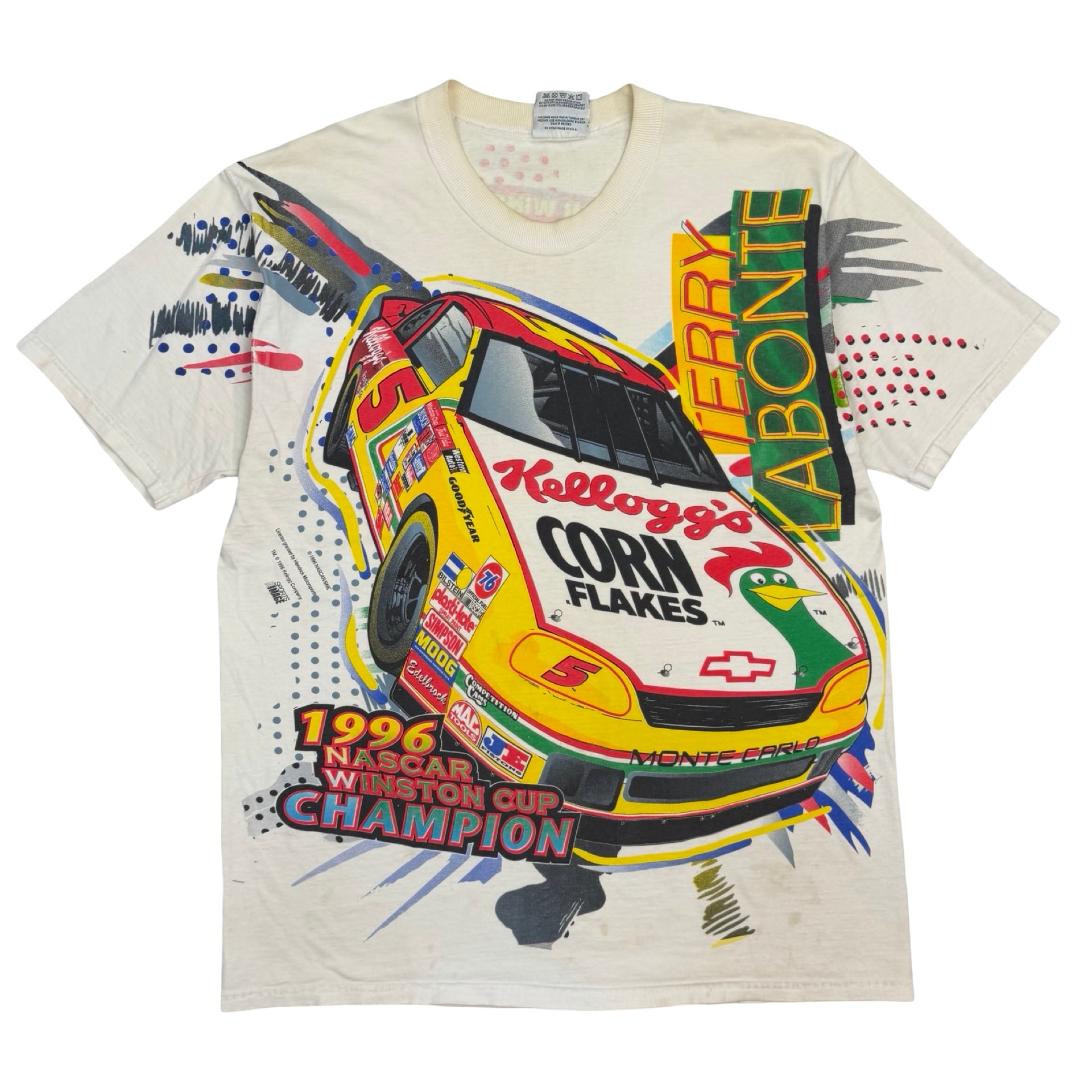 1996 Terry Labonte NASCAR Champion All Over Print Chase Racewear Tee White
