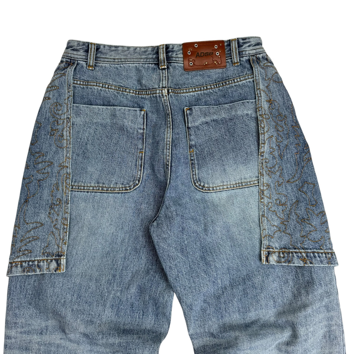 Anderson Bell Embroidery Wrap Jeans Washed Blue