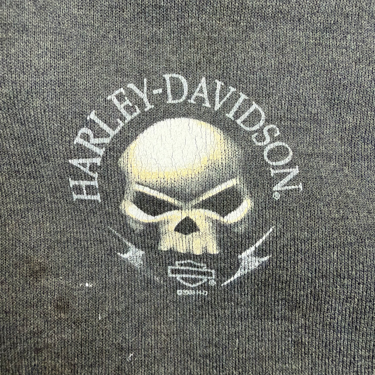 2003 Harley Davidson Paint Splatter Skull Vancouver Zip Up Faded Grey