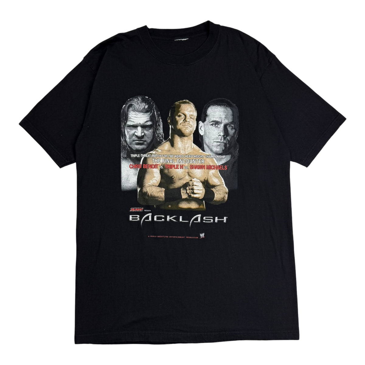 2004 WWE Backlash Triple H Vs Chris Benoit Vs Shawn Michaels Tee Black