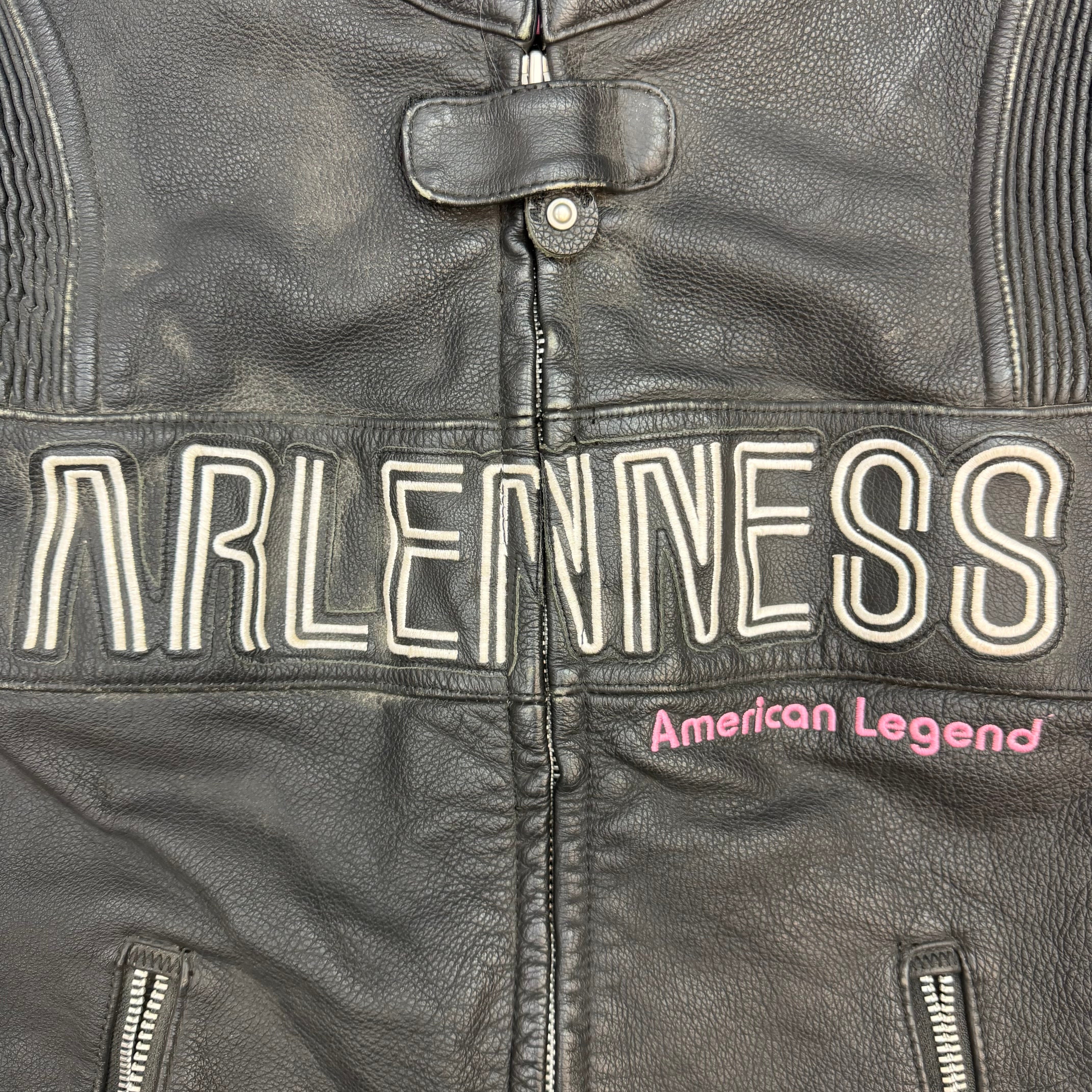(W) Vintage Arlenness American Legend Leather Racing Jacket Black
