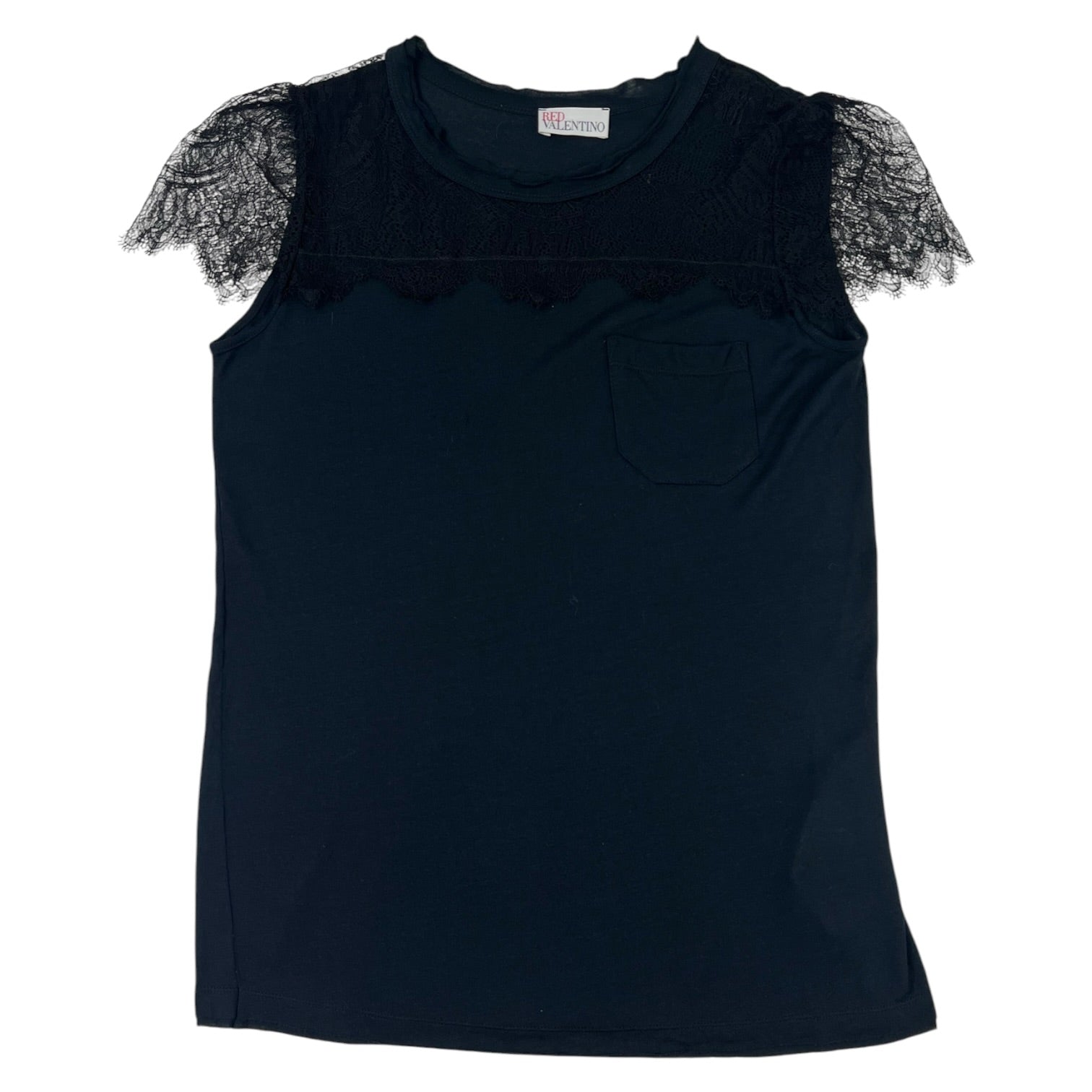 (W) RED Valentino Lace Detail T-Shirt