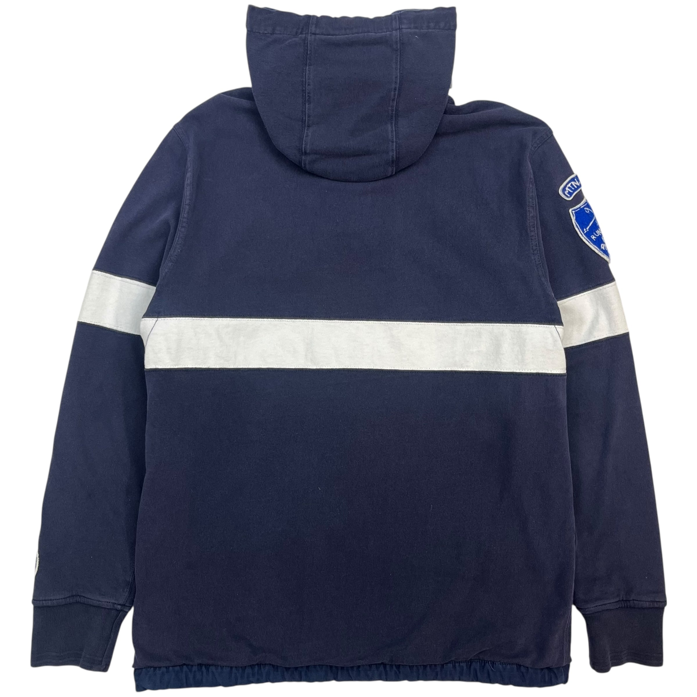 Vintage Polo Ralph Lauren Hooded Rugby Shirt Navy Blue/White