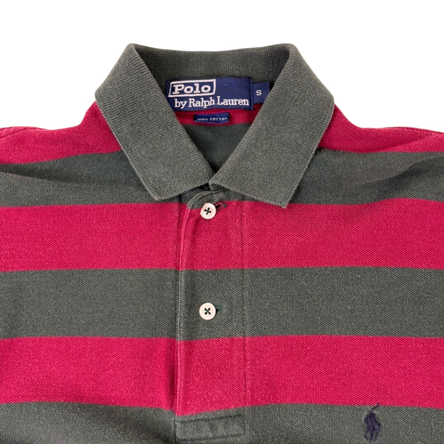Vintage Polo Ralph Lauren Striped Polo Long Sleeve Shirt Red/Green