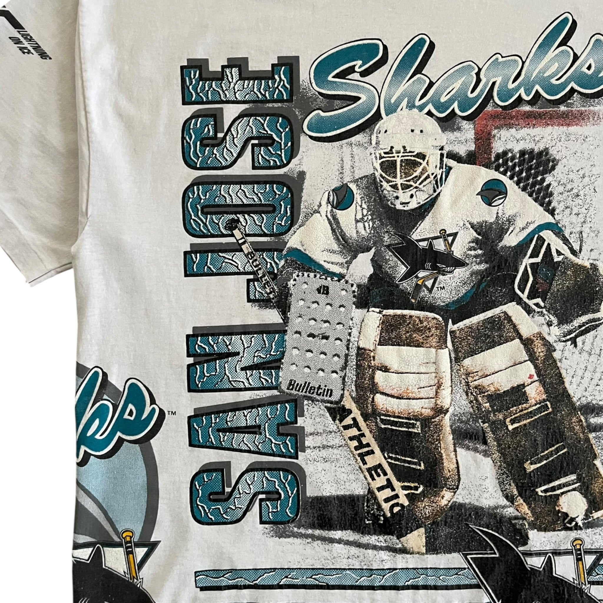 1991 San Jose Sharks Bulletin Athletic AOP T-Shirt