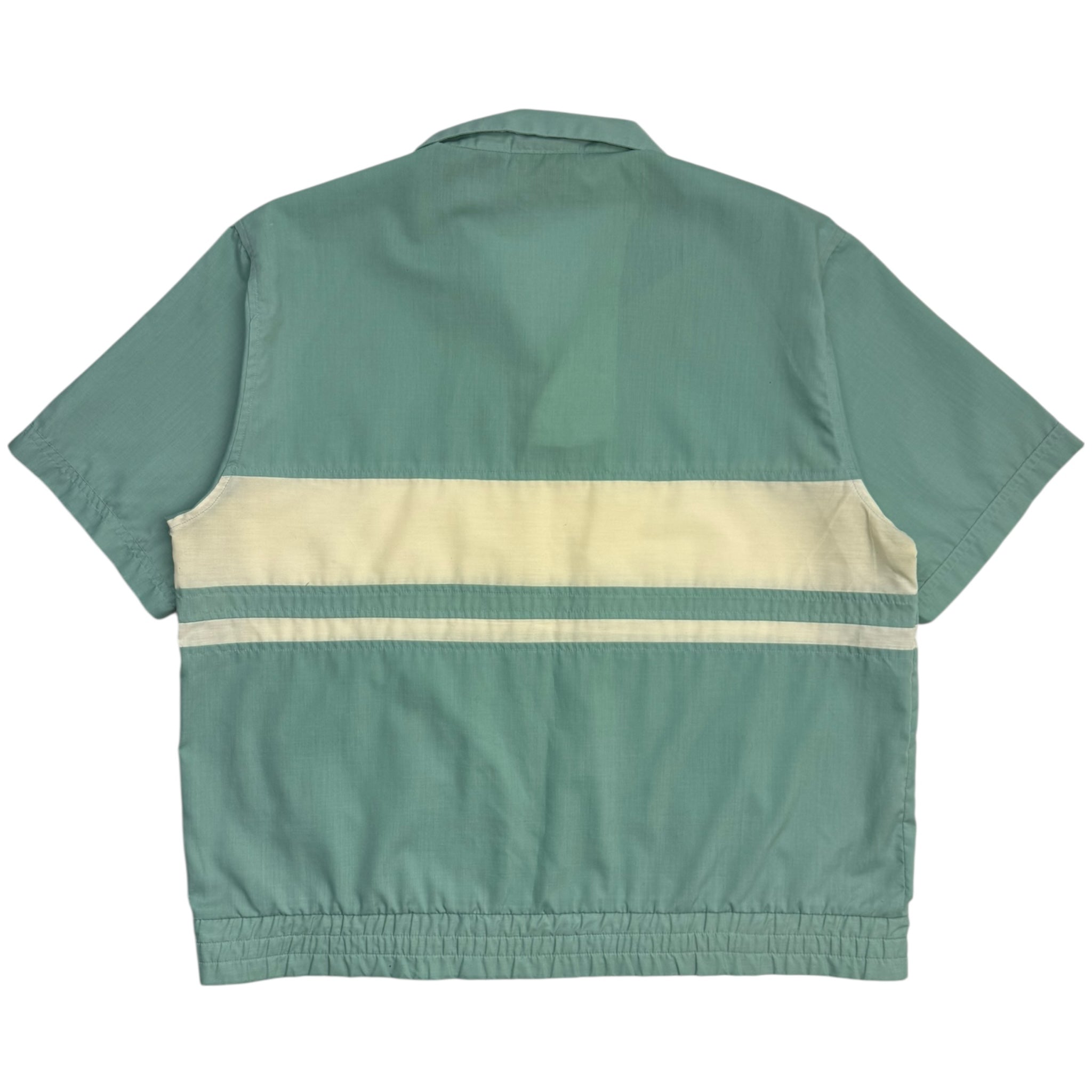 Vintage Pocketed Poplin Collared Pullover Shirt Pale Teal