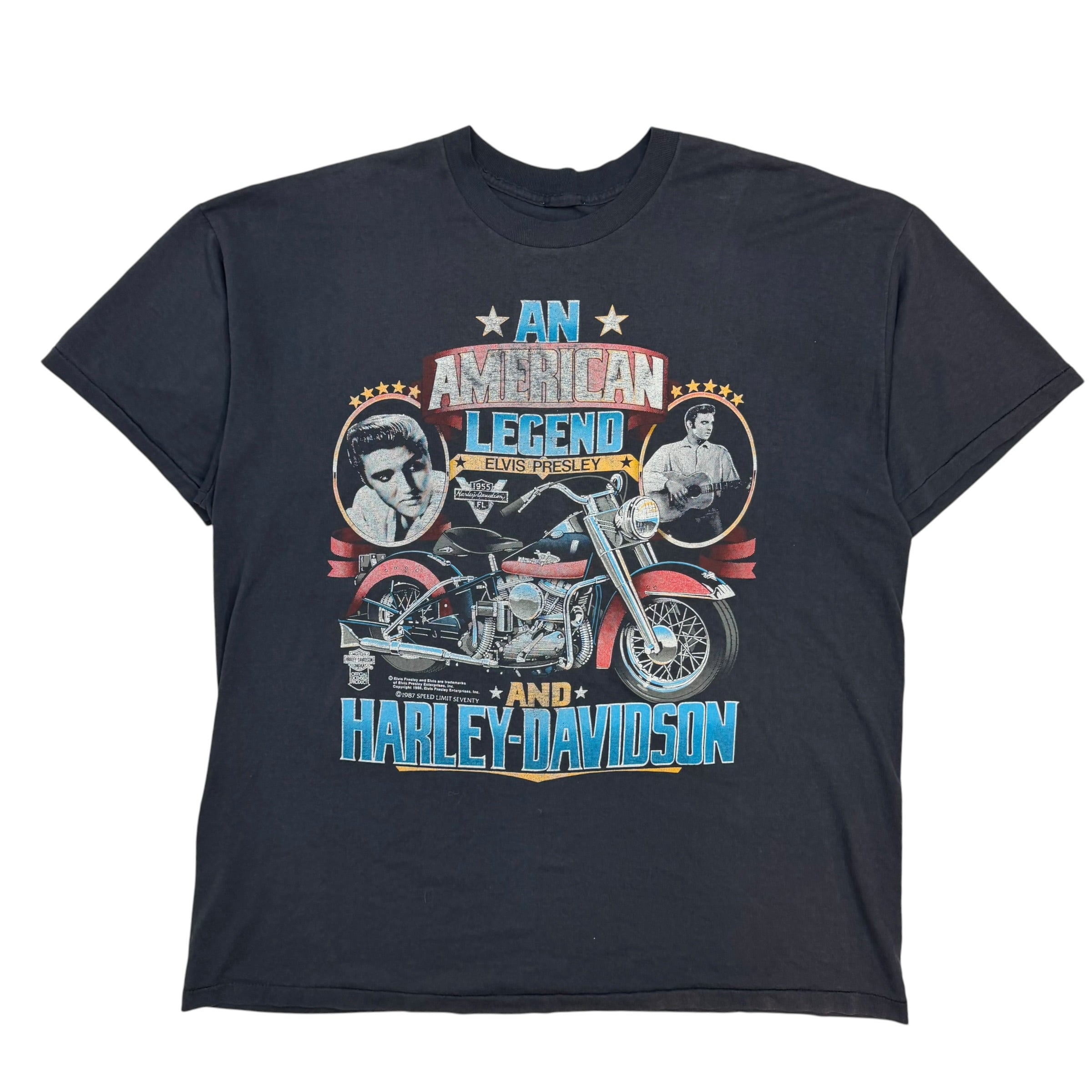Vintage Harley Davidson Elvis Presley Tee Black