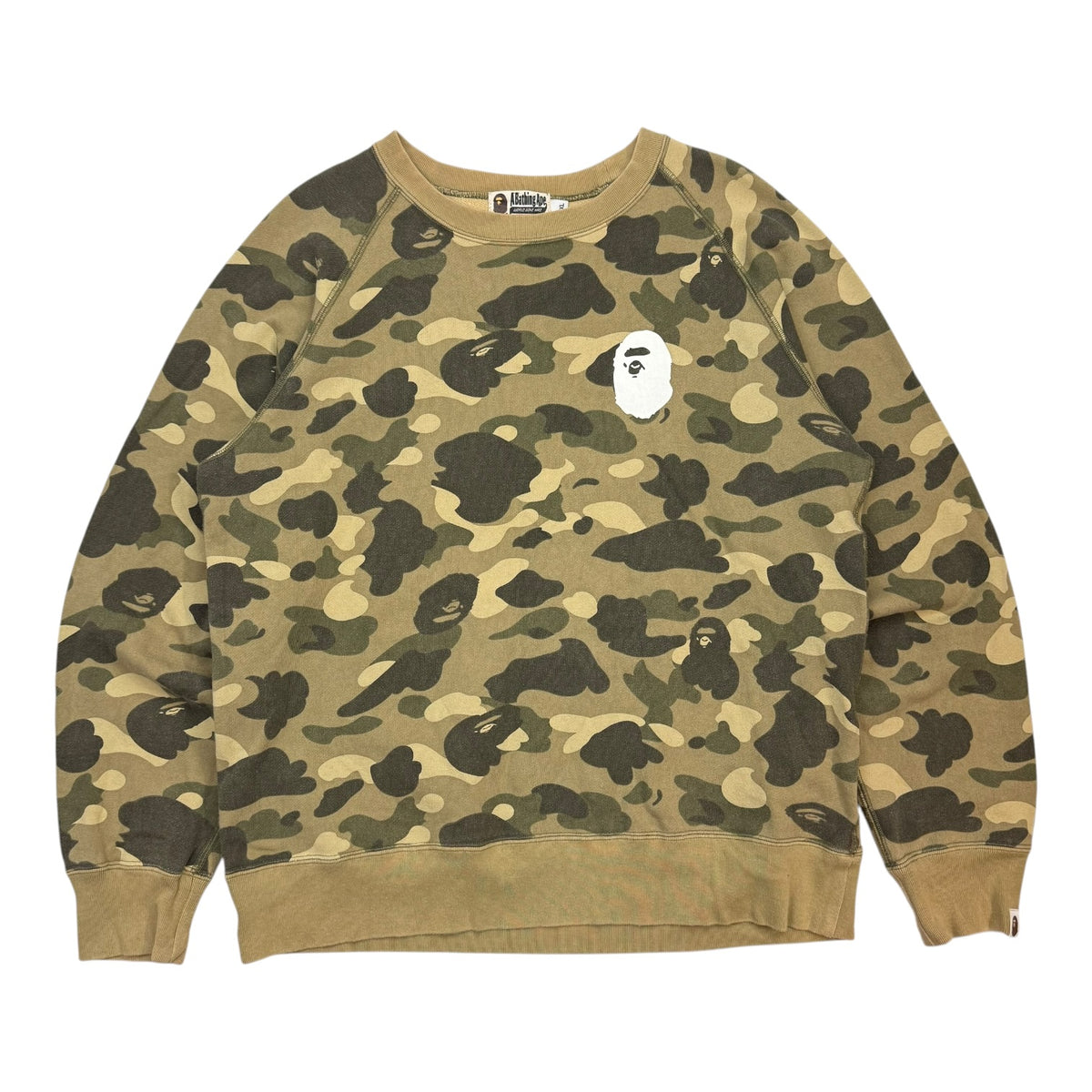 A Bathing Ape Bape 1st Camo Head Crewneck Green Camo