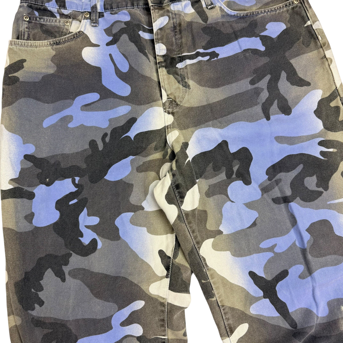Stussy Spray Dye Canvas Big Ol' Jeans Blue Camo