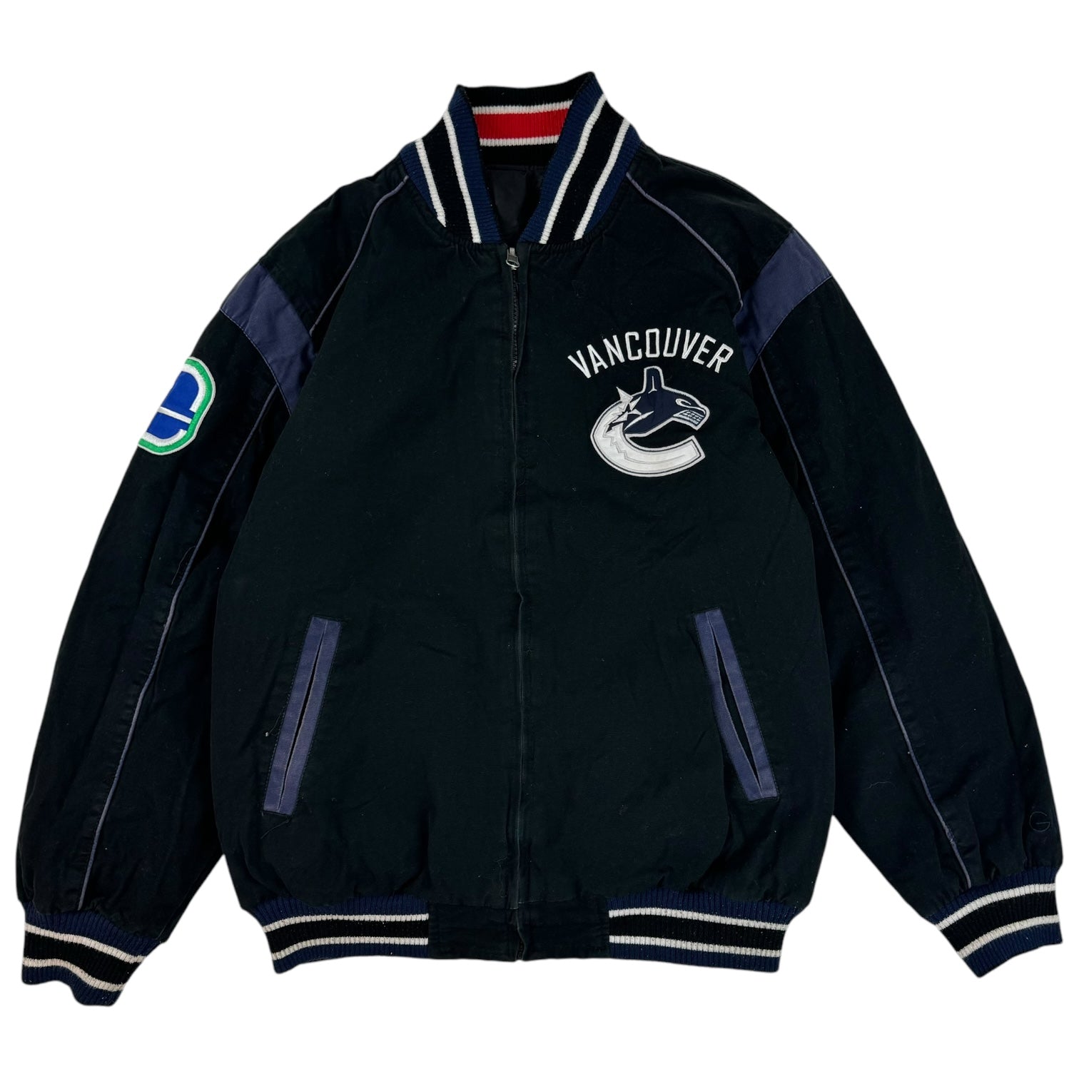 Vintage Reversible Vancouver Canucks Logo Varsity Jacket Black