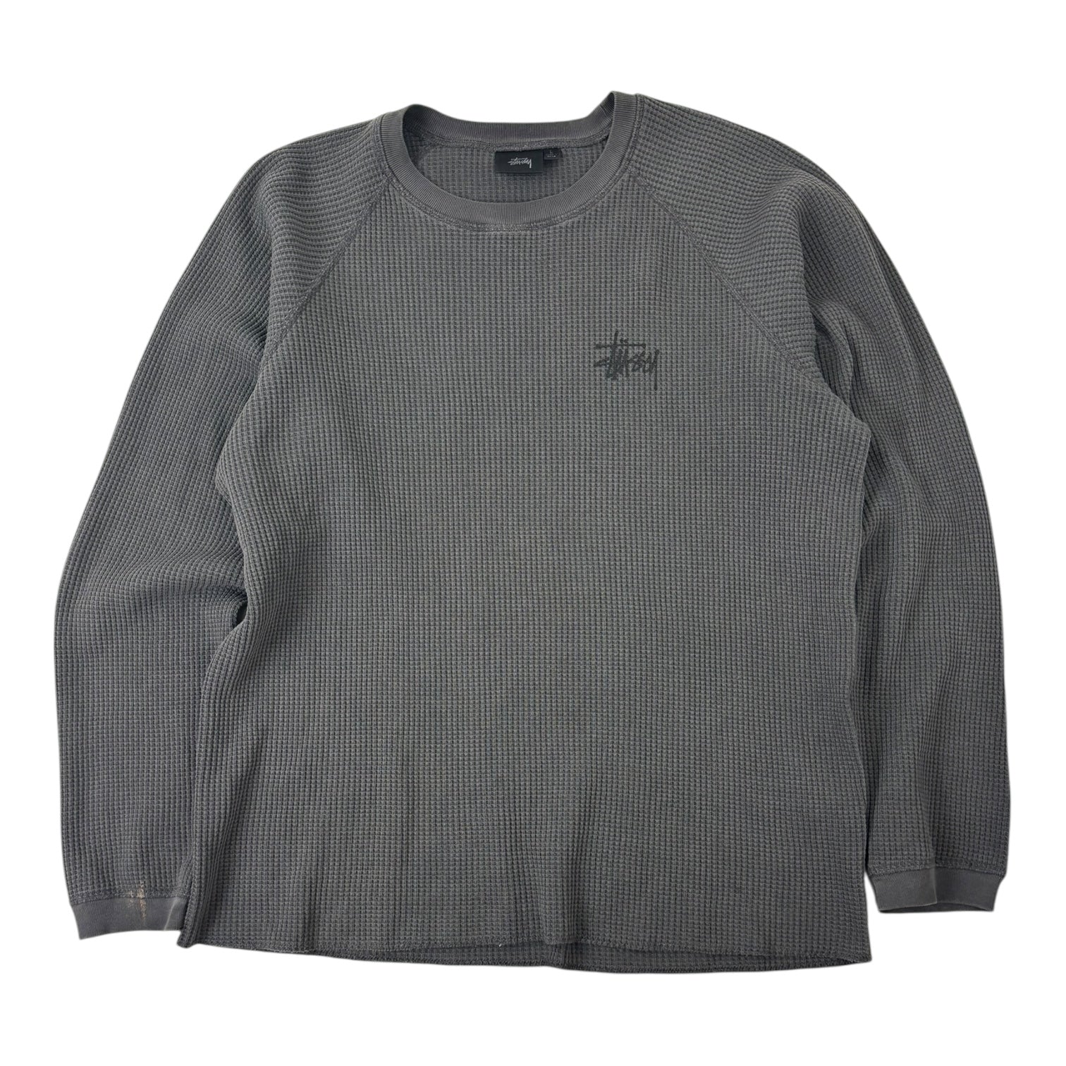 Stussy Raglan Thermal Long Sleeve Washed Black