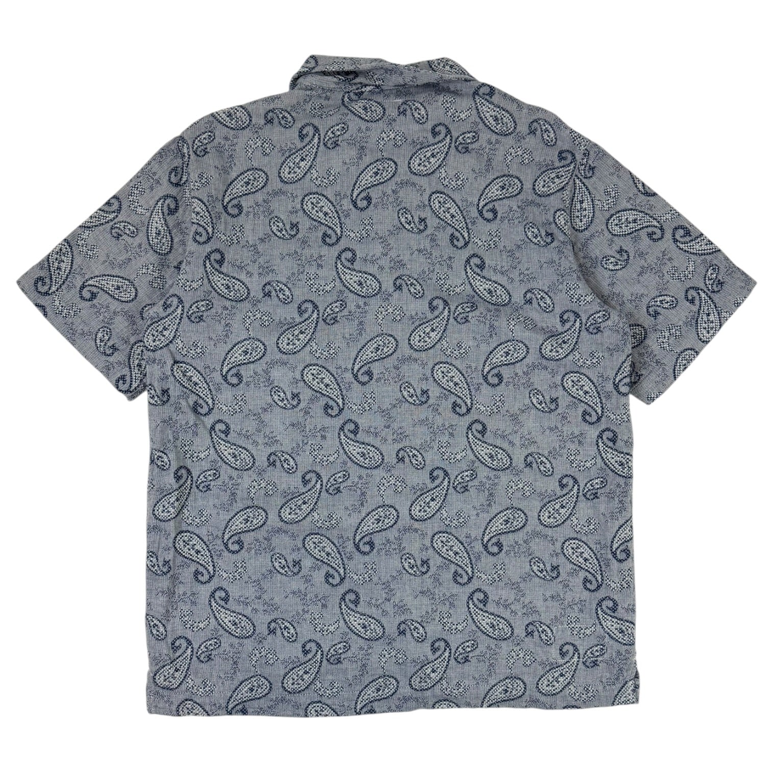 Universal Works Paisley Short Sleeve Button Up Grey/Blue