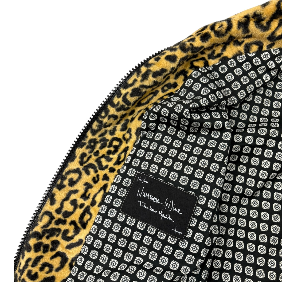 Number (N)ine Leopard Print Fleece Zip Up Bomber Jacket Brown