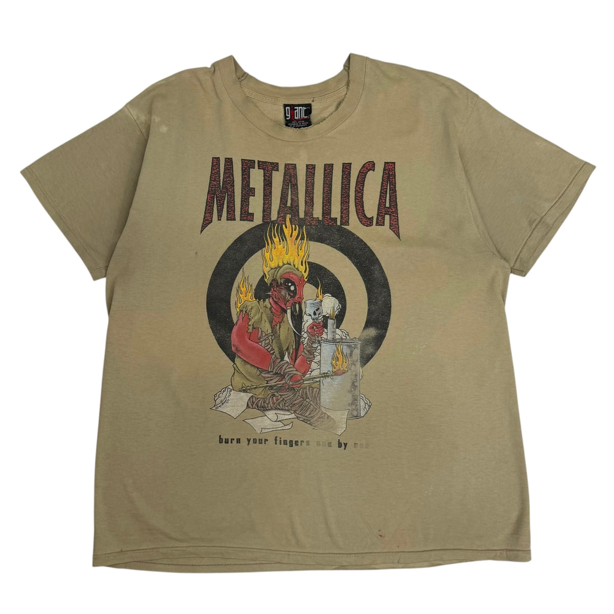 Vintage 90s Metallic Burn Your Fingers One By One Tee Tan