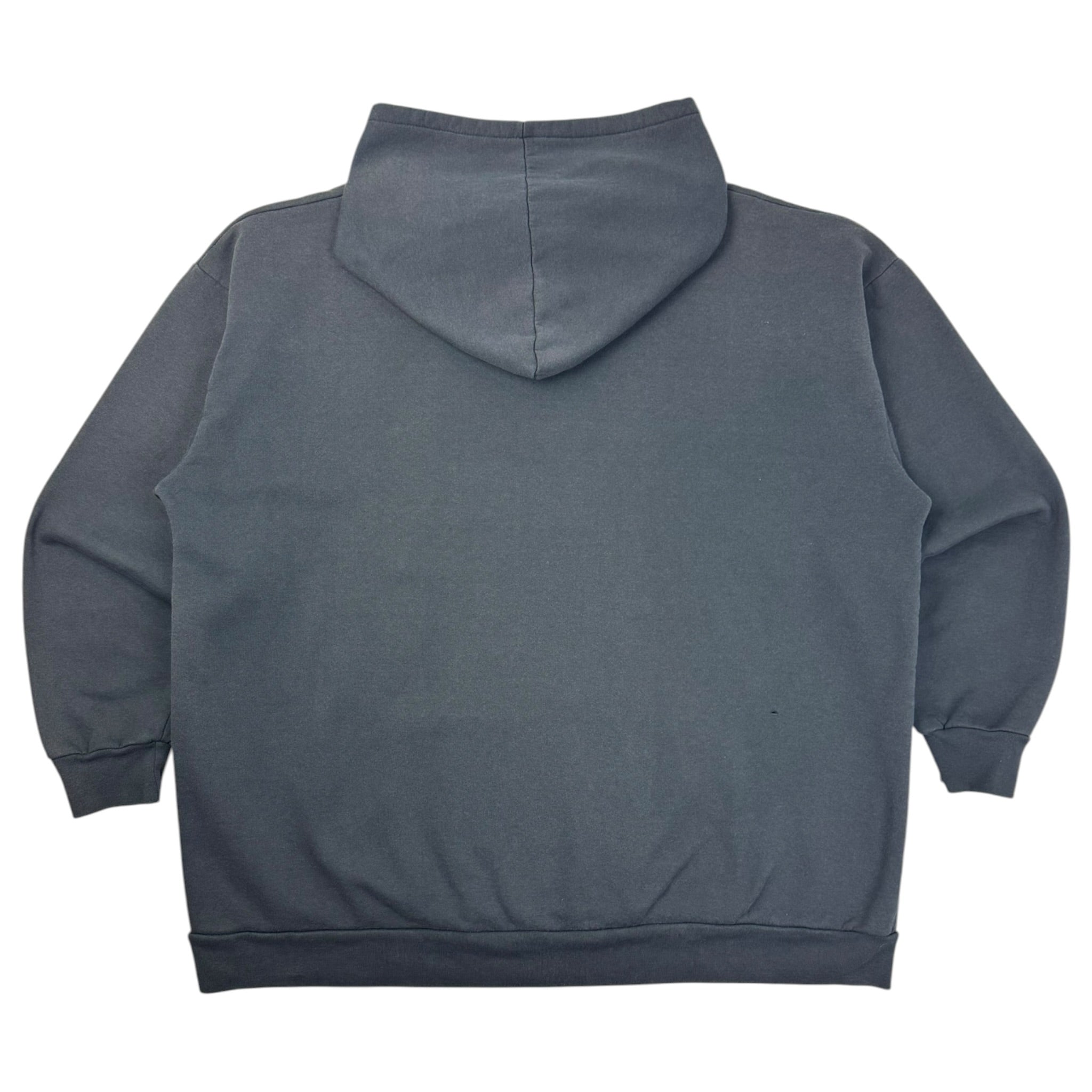 Vintage Y2K Flame Skull Hoodie Faded Black