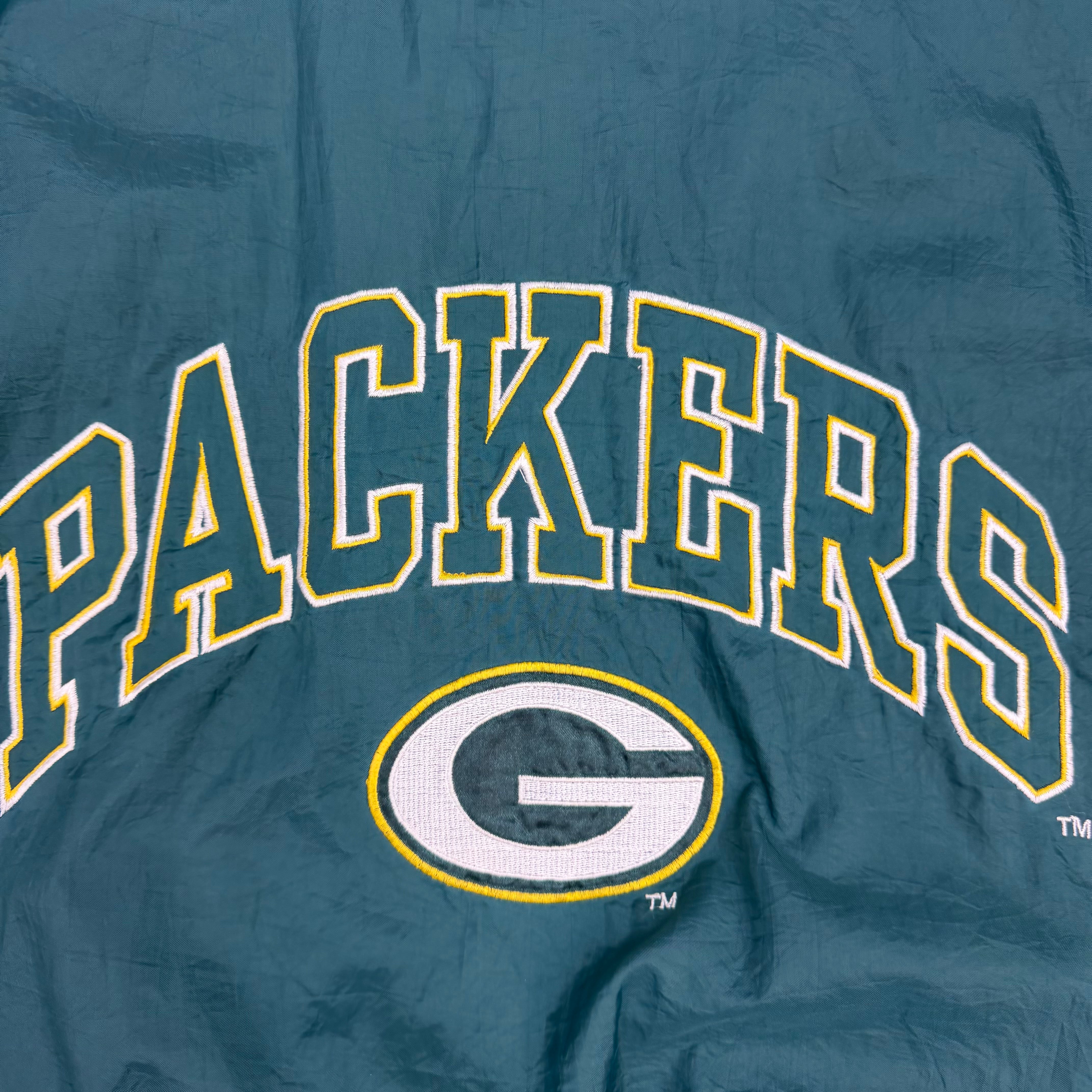 Vintage Green Bay Packers Pullover Logo 7 Windbreaker Green