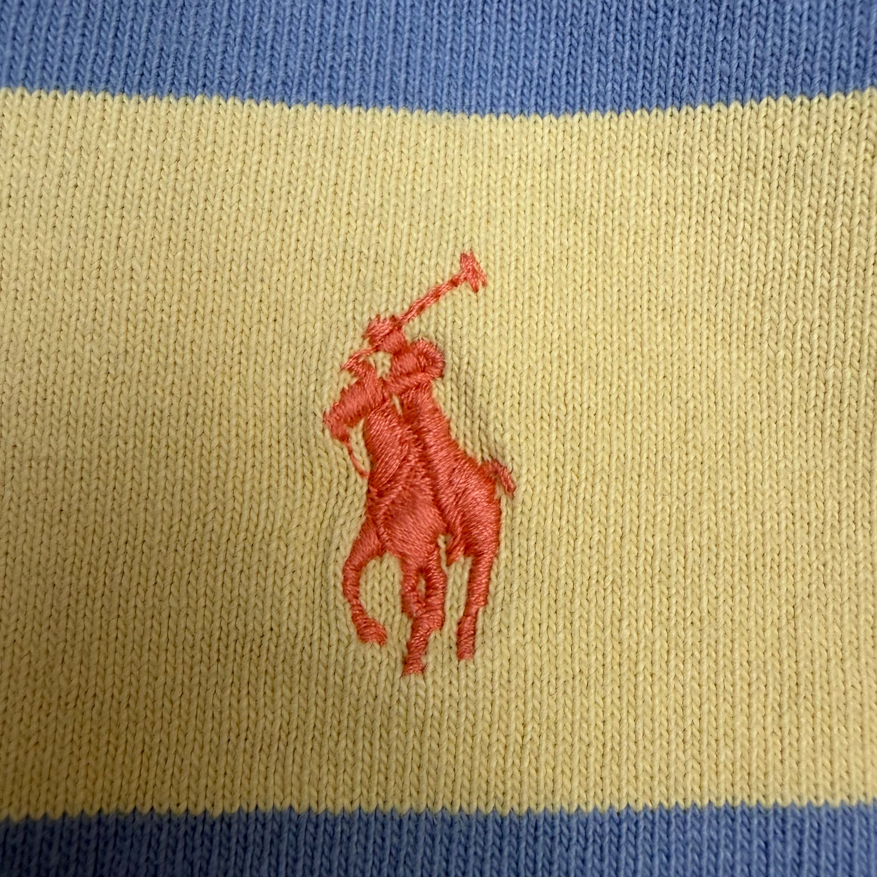 Vintage Polo Ralph Lauren Striped Rugby Longsleeve Polo Yellow/Blue