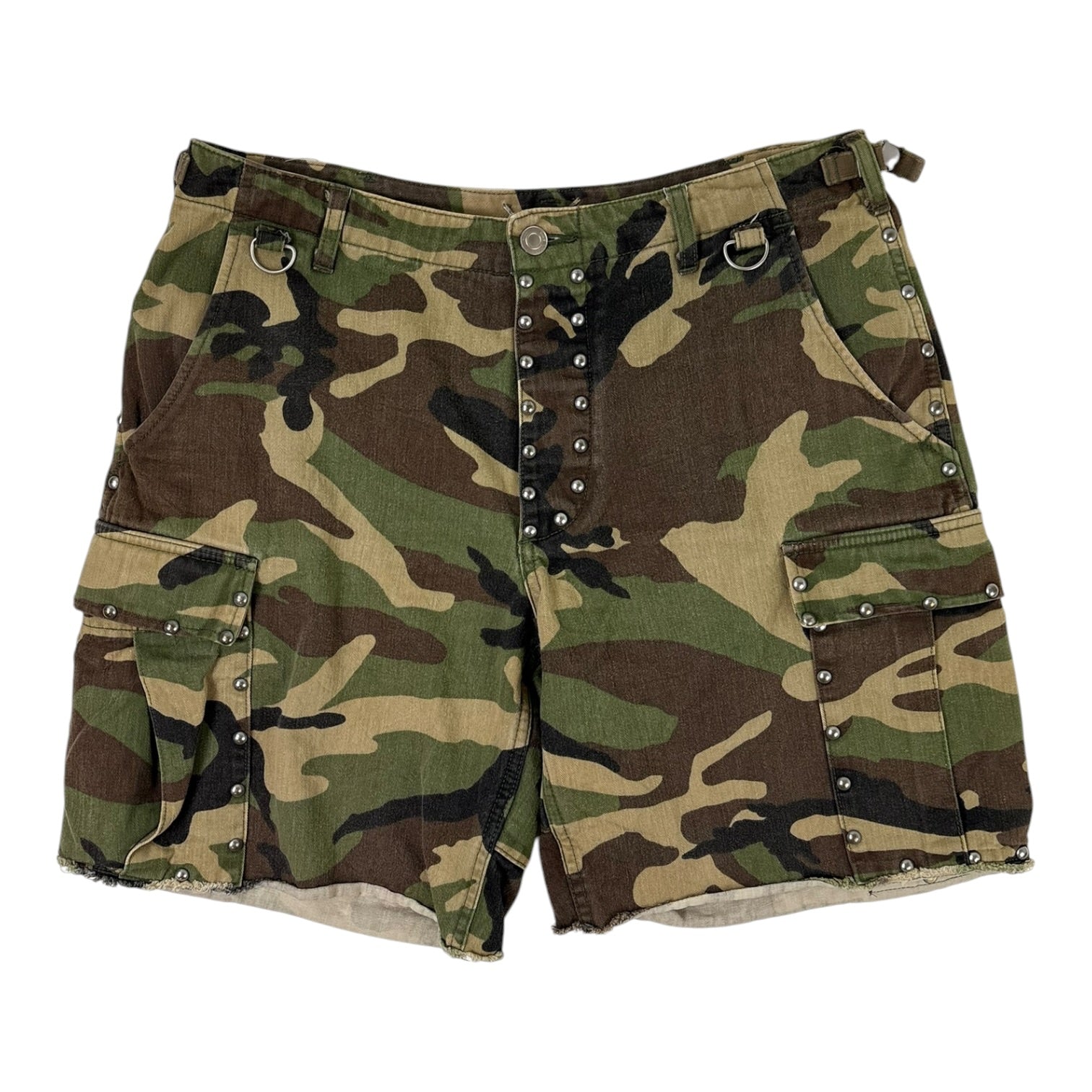 Saint Laurent Studded Workwear Shorts Camo