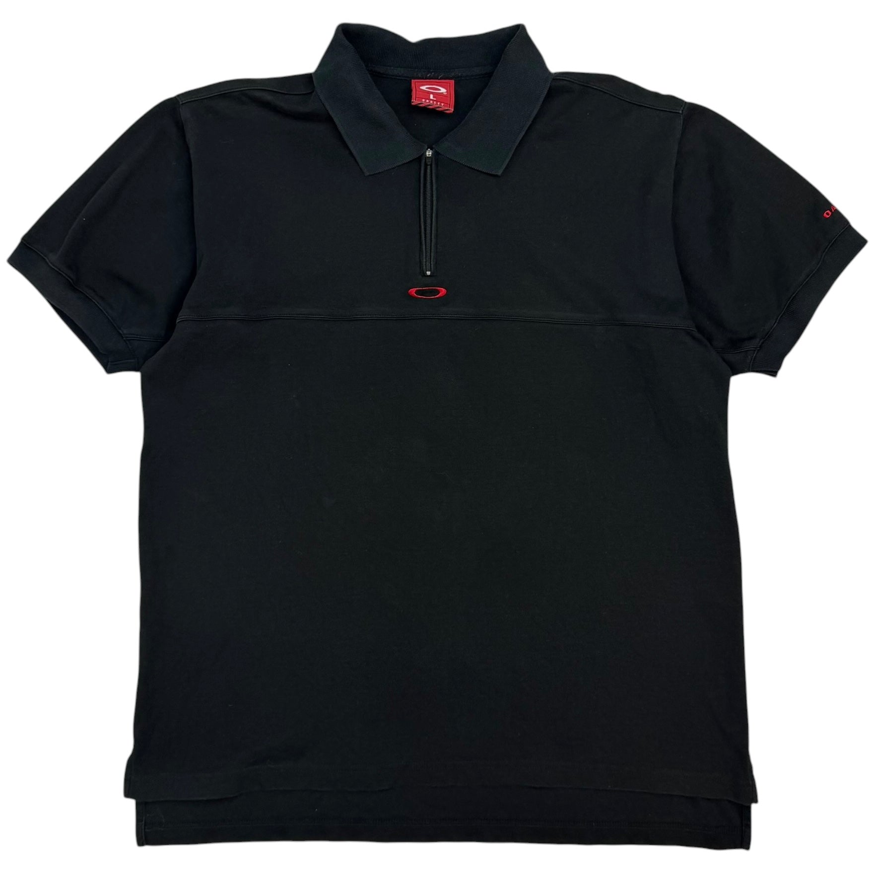 Vintage Oakley Quarter Zip Polo Shirt Black