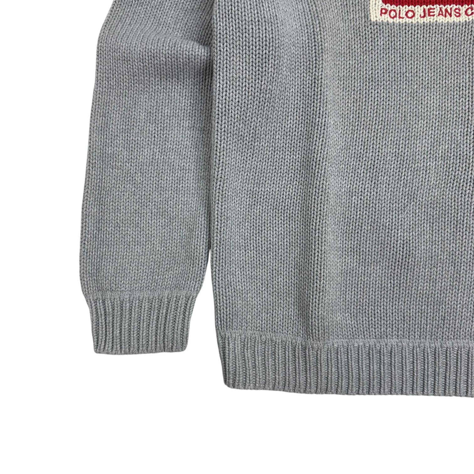 Vintage Polo Jeans Flag Knit Sweater Grey