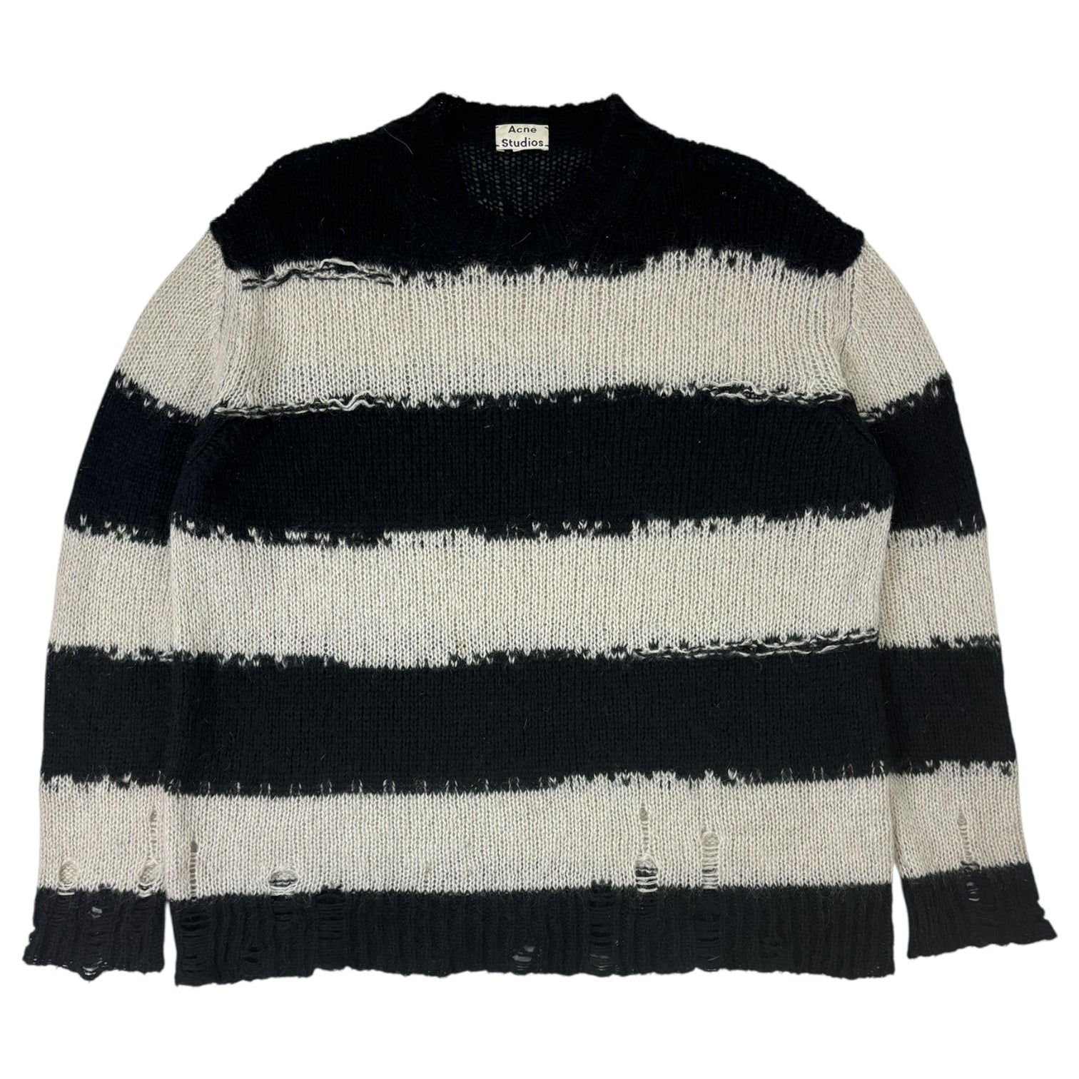 Acne Studios Distressed Mohair Knit Sweater Black/White