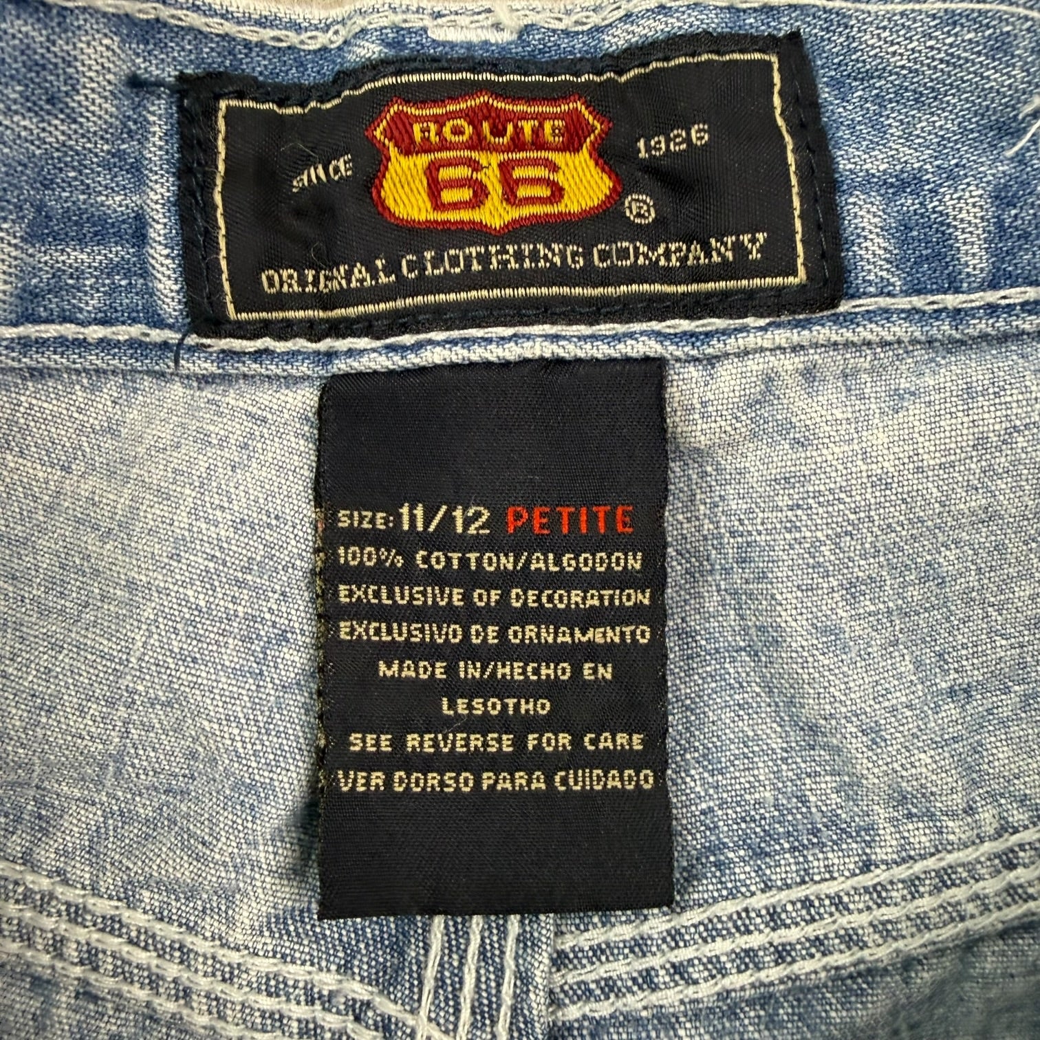 (W) Vintage Route 66 Denim Pants Light Wash
