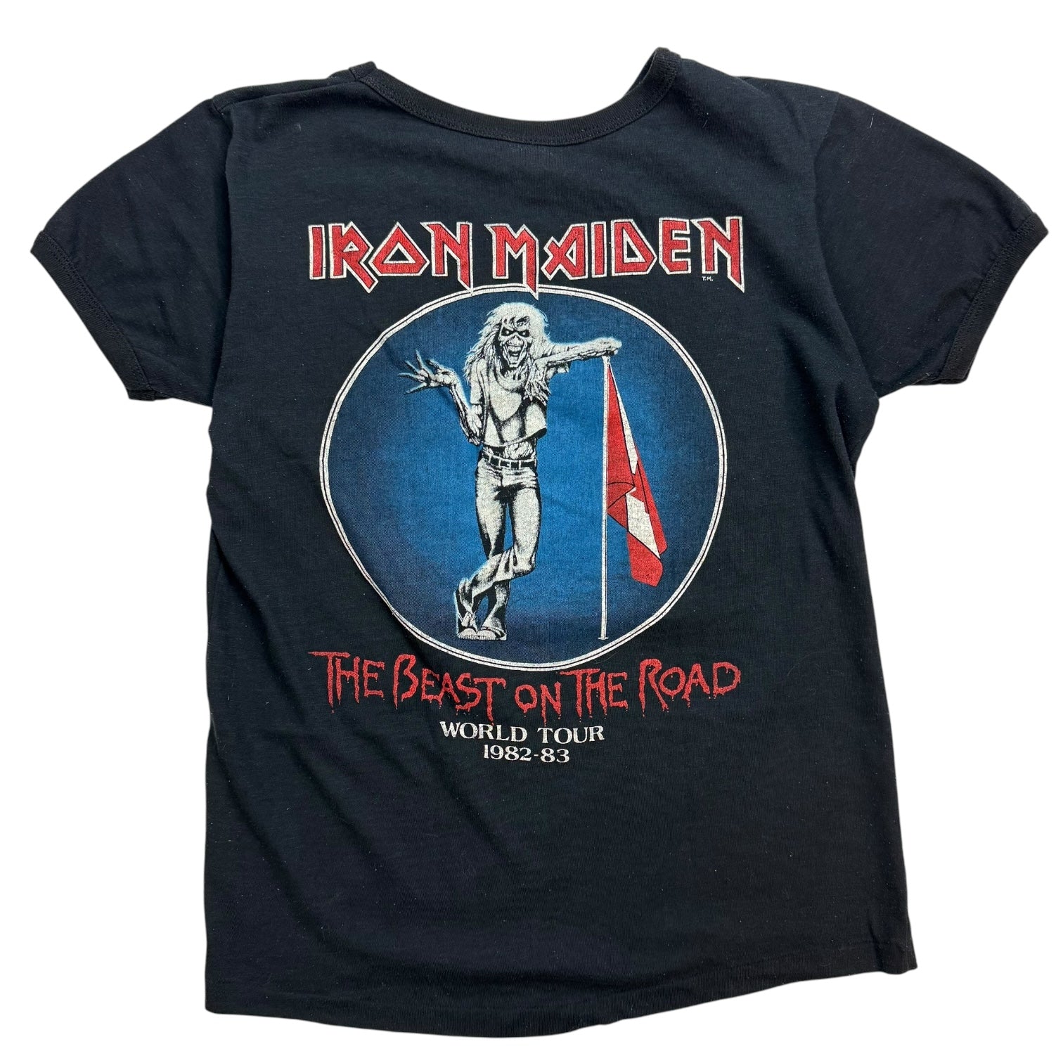 1982 Iron Maiden Beasts On The Road Tour Tee Black