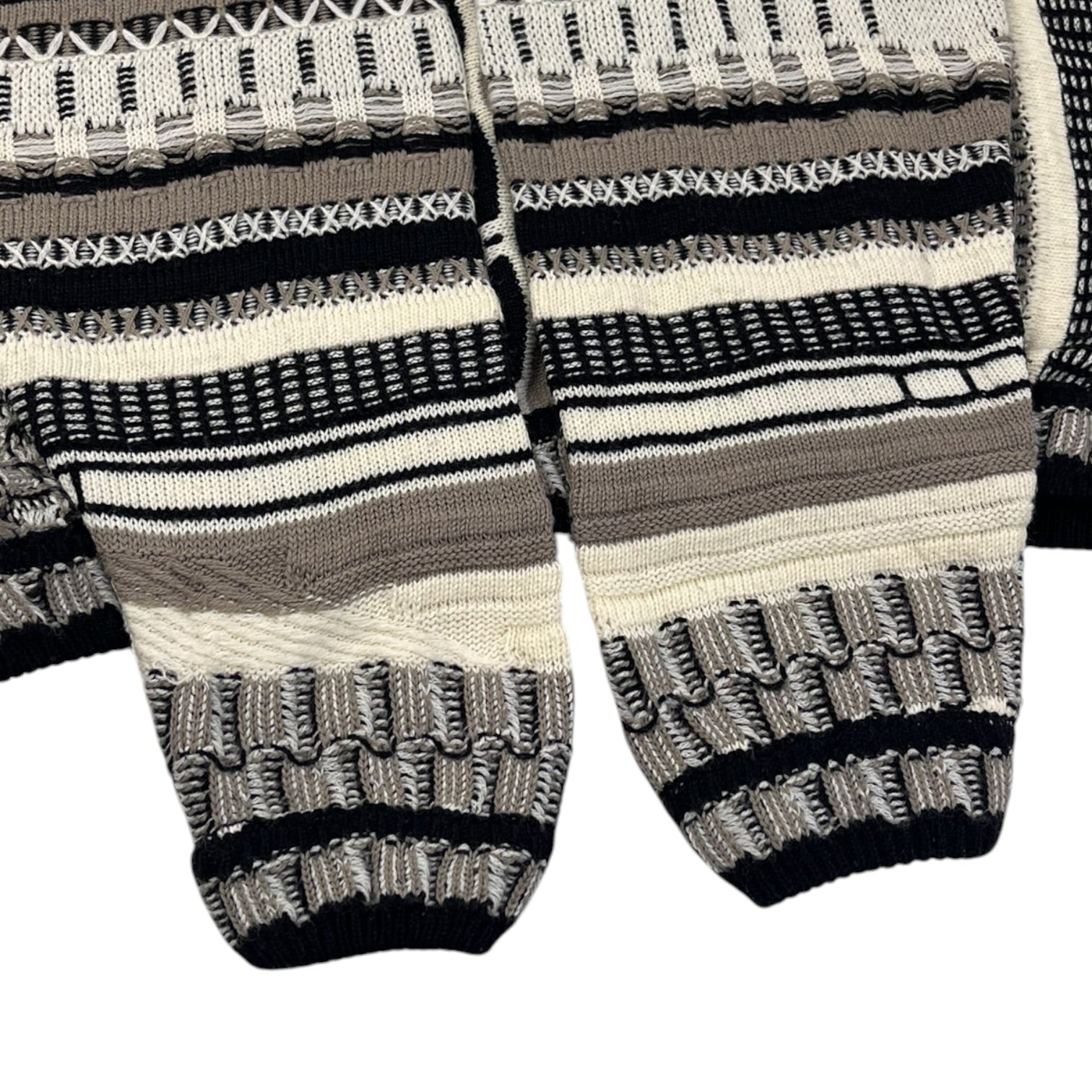 Vintage Bergati Vertical Textured Knit Cremé/Noir