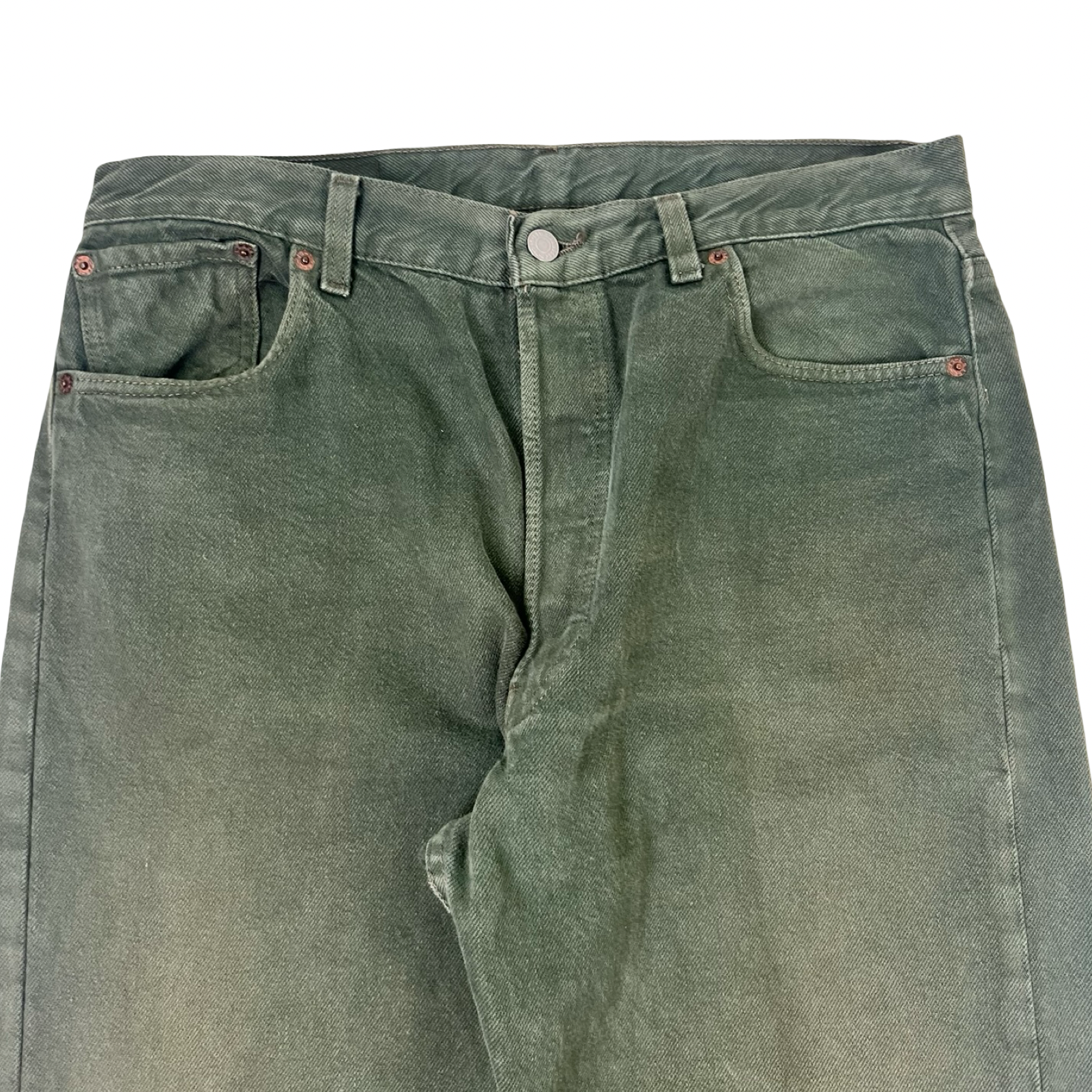 Vintage Levi's 501 Garment-Dyed Olive Green Denim Jeans