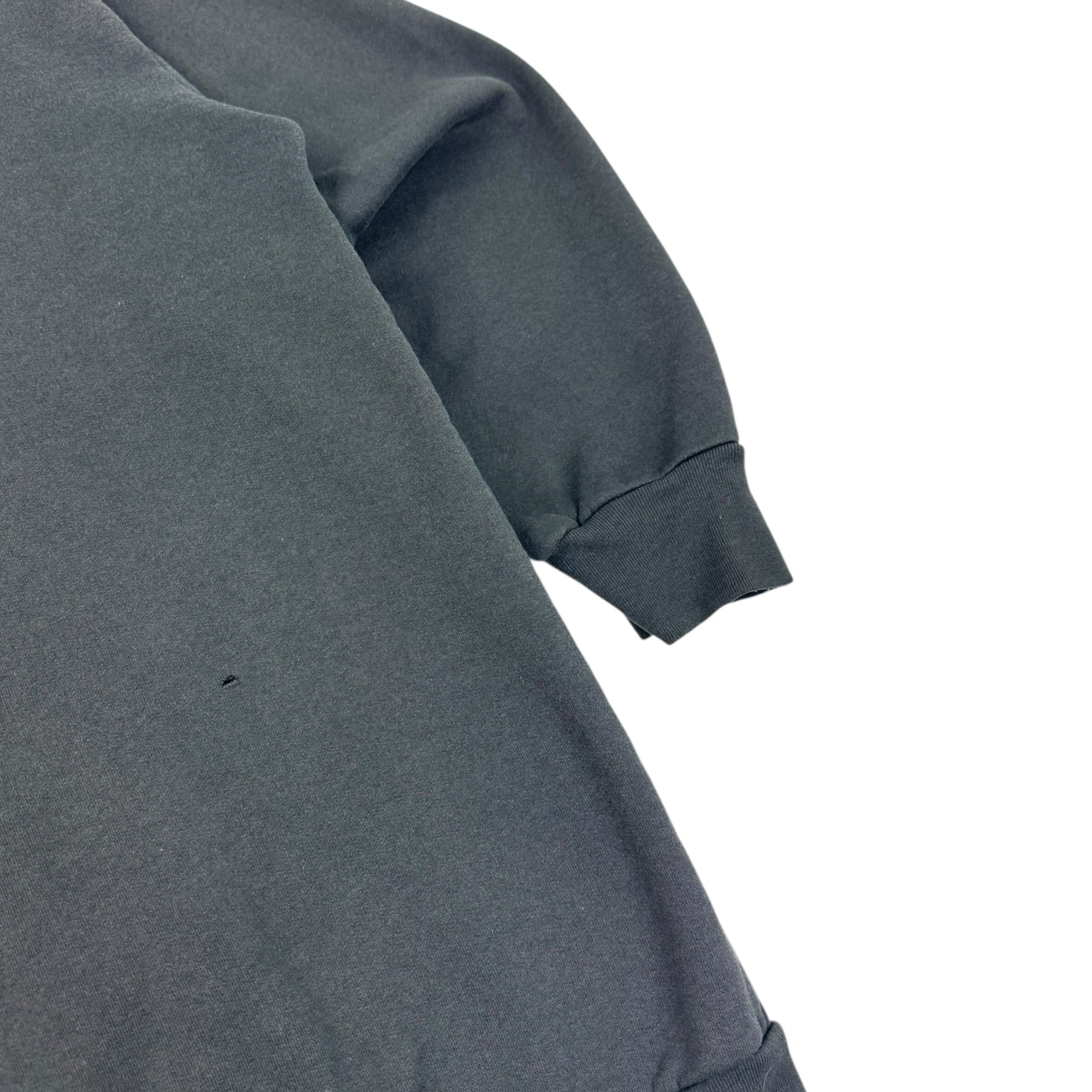 Vintage Y2K Flame Skull Hoodie Faded Black